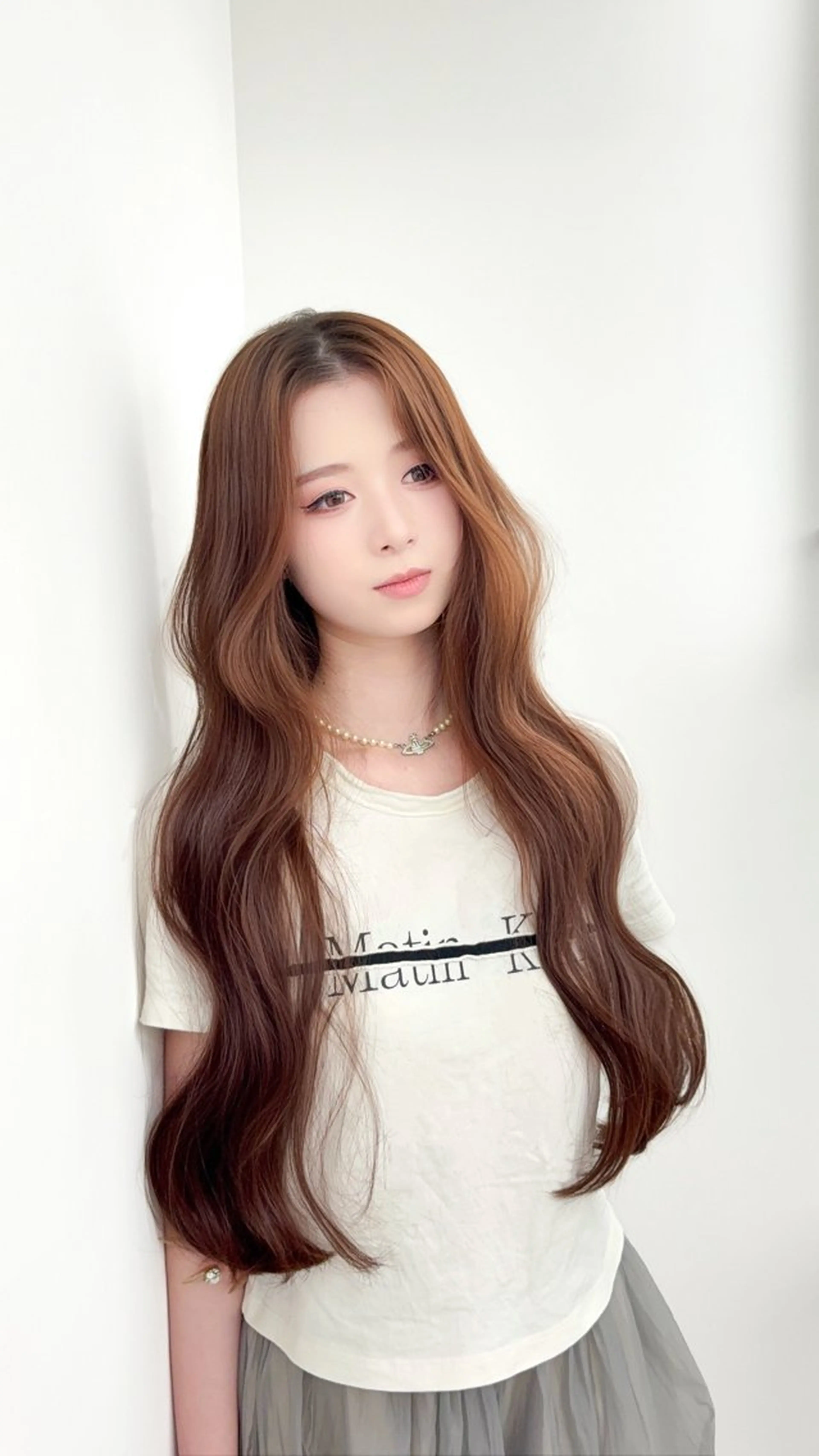 ロング カラー ブラウンカラー 透明感カラー カット ヘアカラー トリートメント 韓国ヘア/レイヤー/ 顔まわり足立遥奈のヘアスタイル