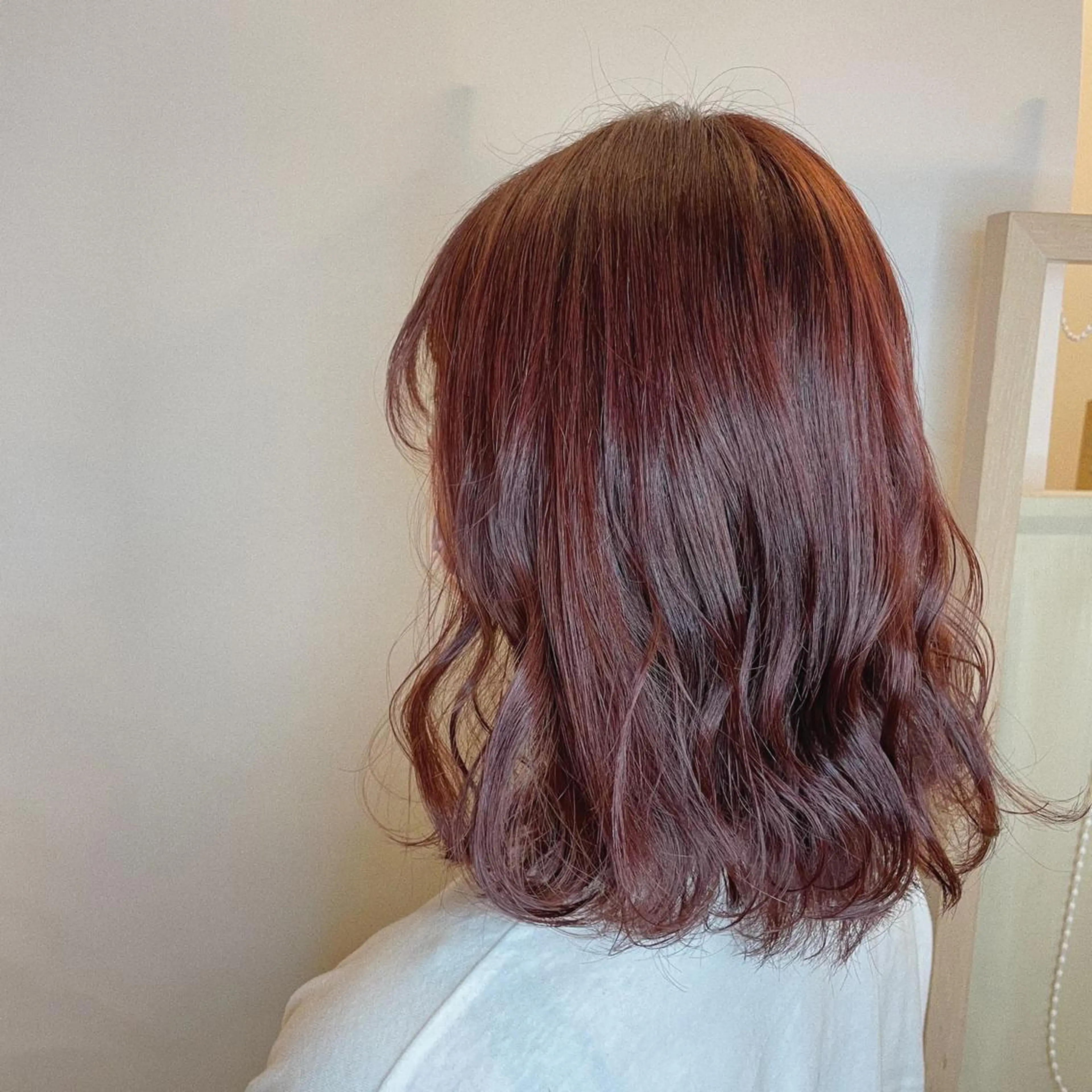 ミディアム カラー ラベンダーカラー ピンクカラー ピンクラベンダー 落合 美穂のヘアスタイル