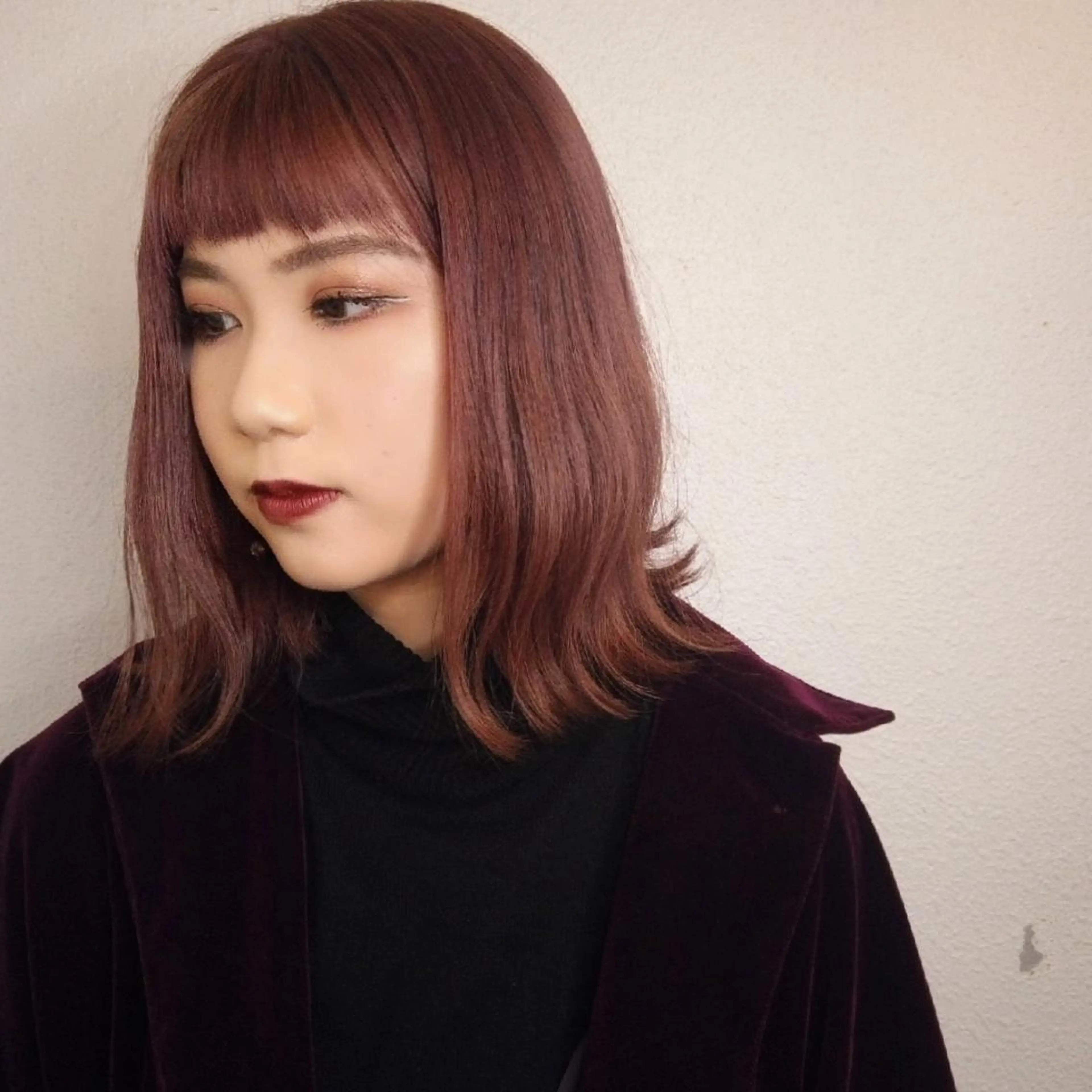 ミディアム カラー ヘアアレンジ ダブルカラー ピンクカラー バイオレットカラー カット ヘアカラー 竹内啓太 ボブのヘアスタイル