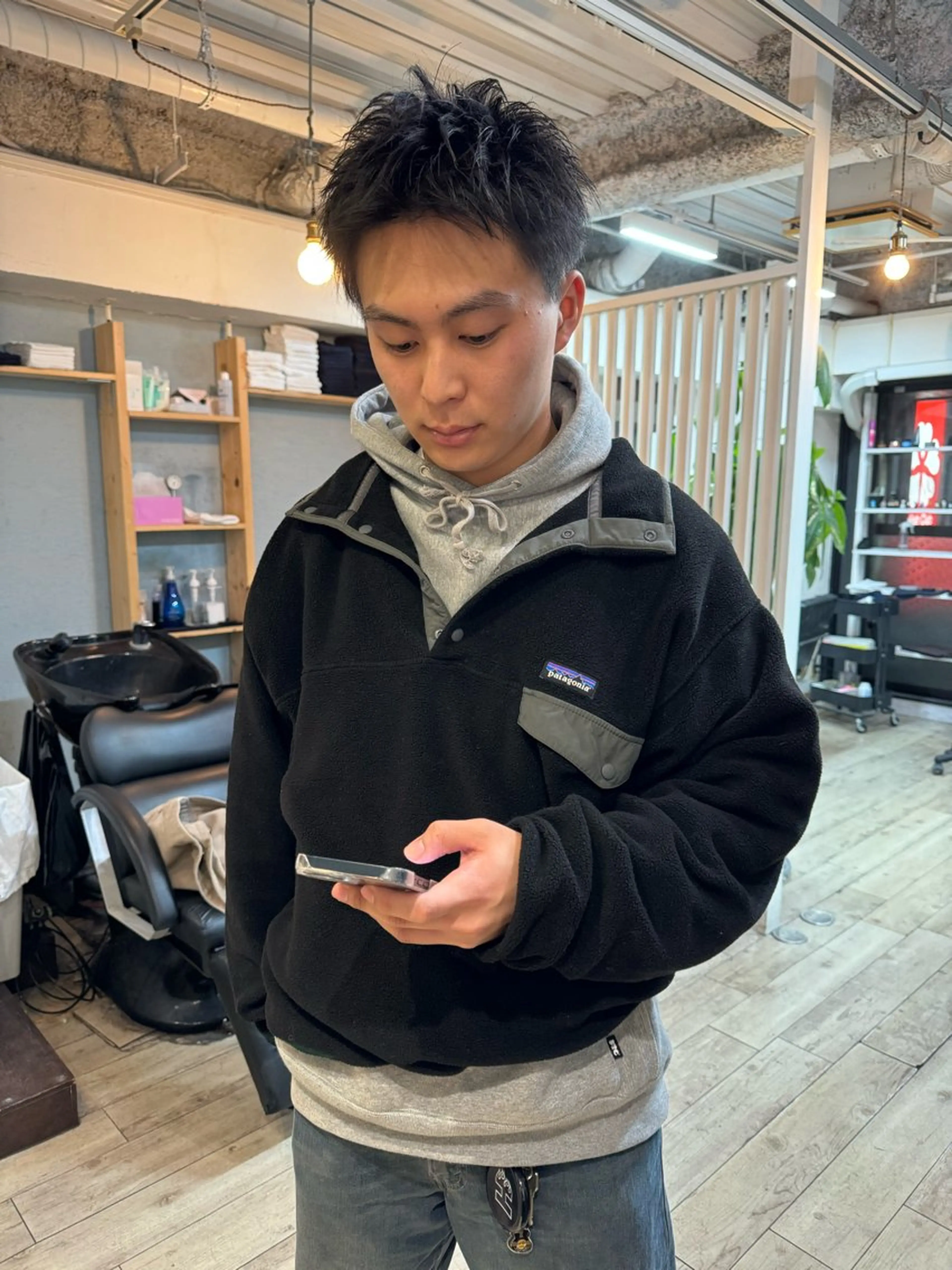 カラー パーマ メンズ アップバング センターパート マッシュ メンズパーマ スパイキーショート 【池袋/スパイキー ショート】ⓝⓘⓜⓤのヘアスタイル