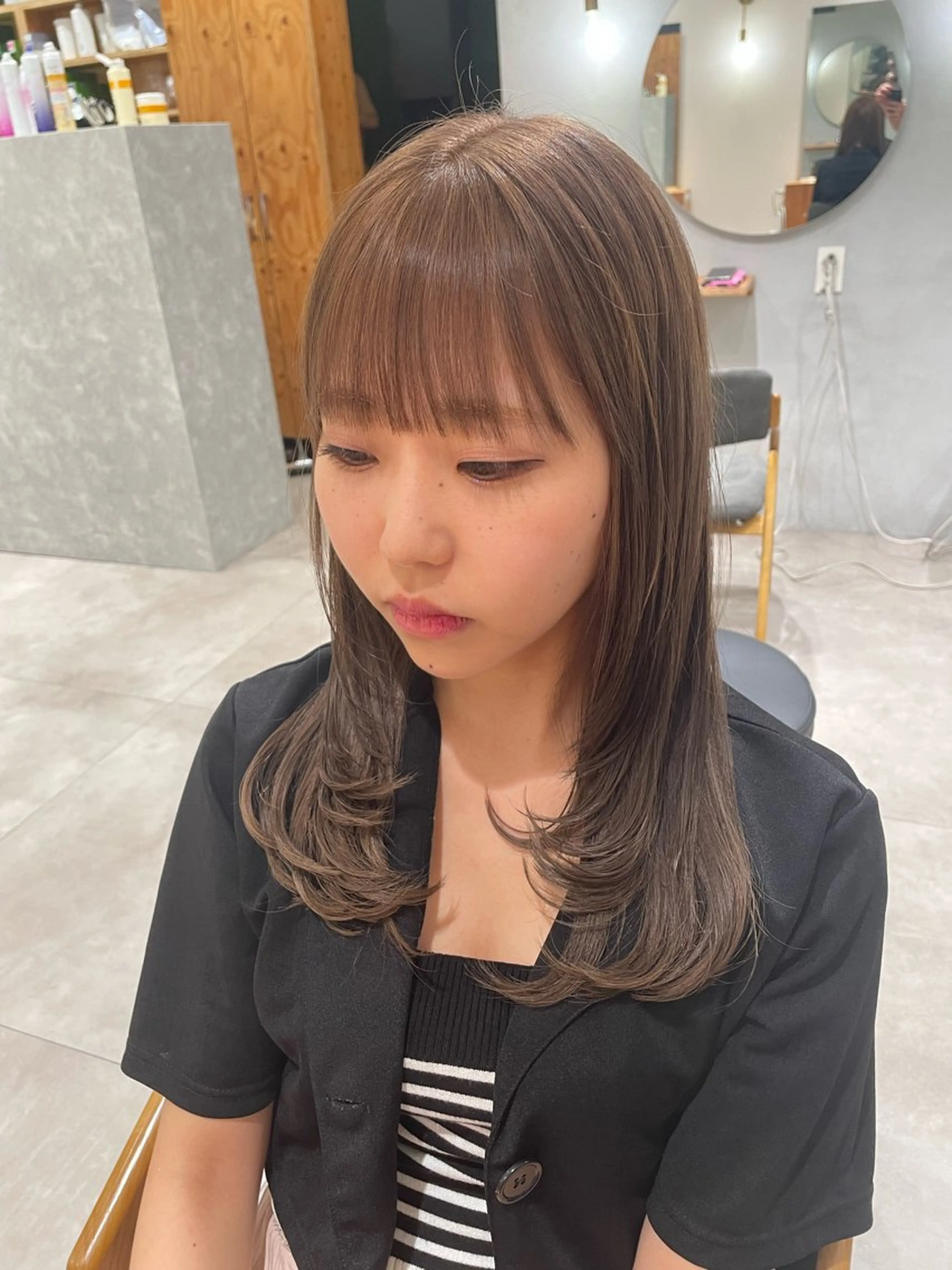 セミロング カラー カット ヘアカラー ENN藤本 大輝艶感カラーのヘアスタイル