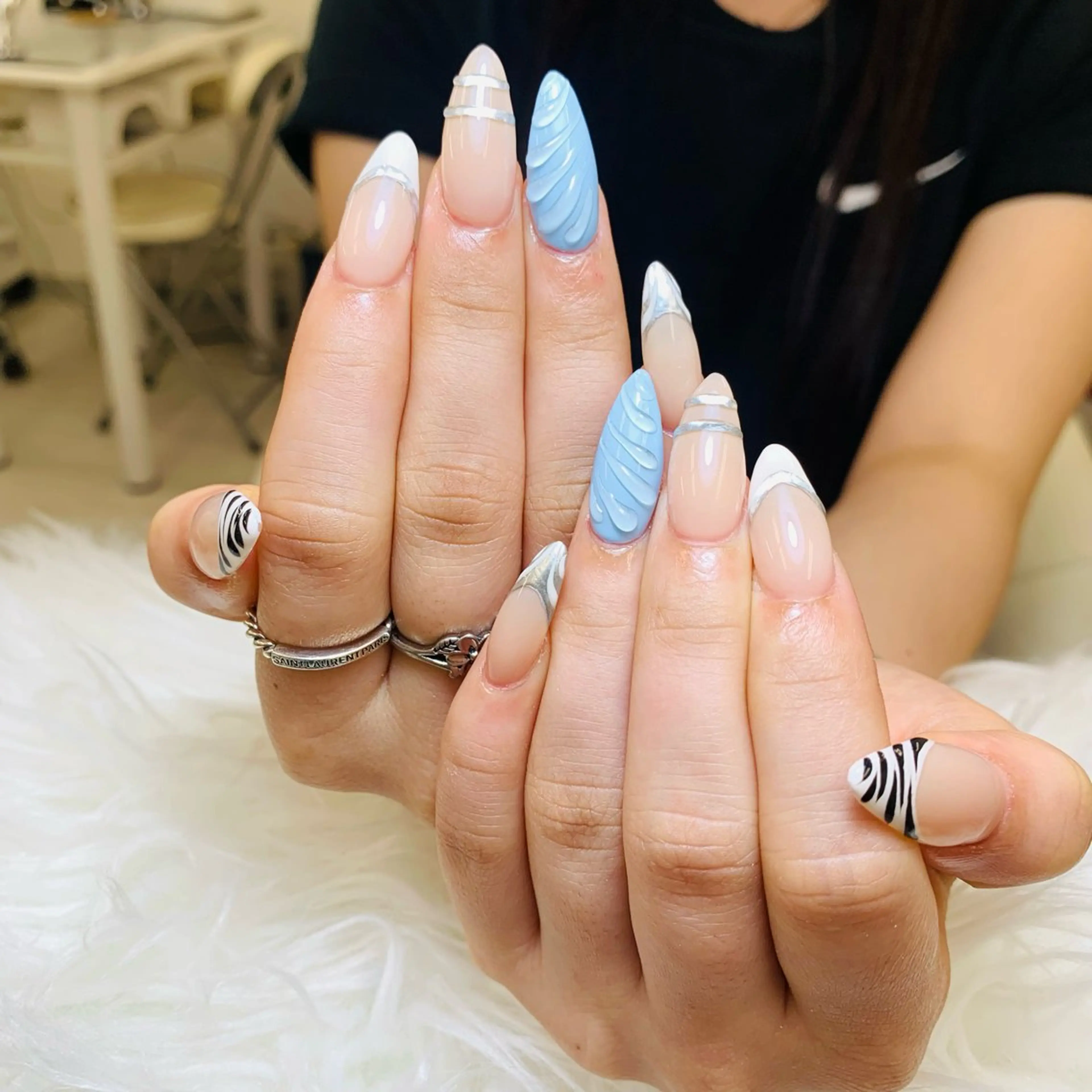 ネイル チークネイル 長さ出し フラッシュネイル フレンチネイル グラデーション ハンドネイル AN NAIL SALONのネイルデザイン