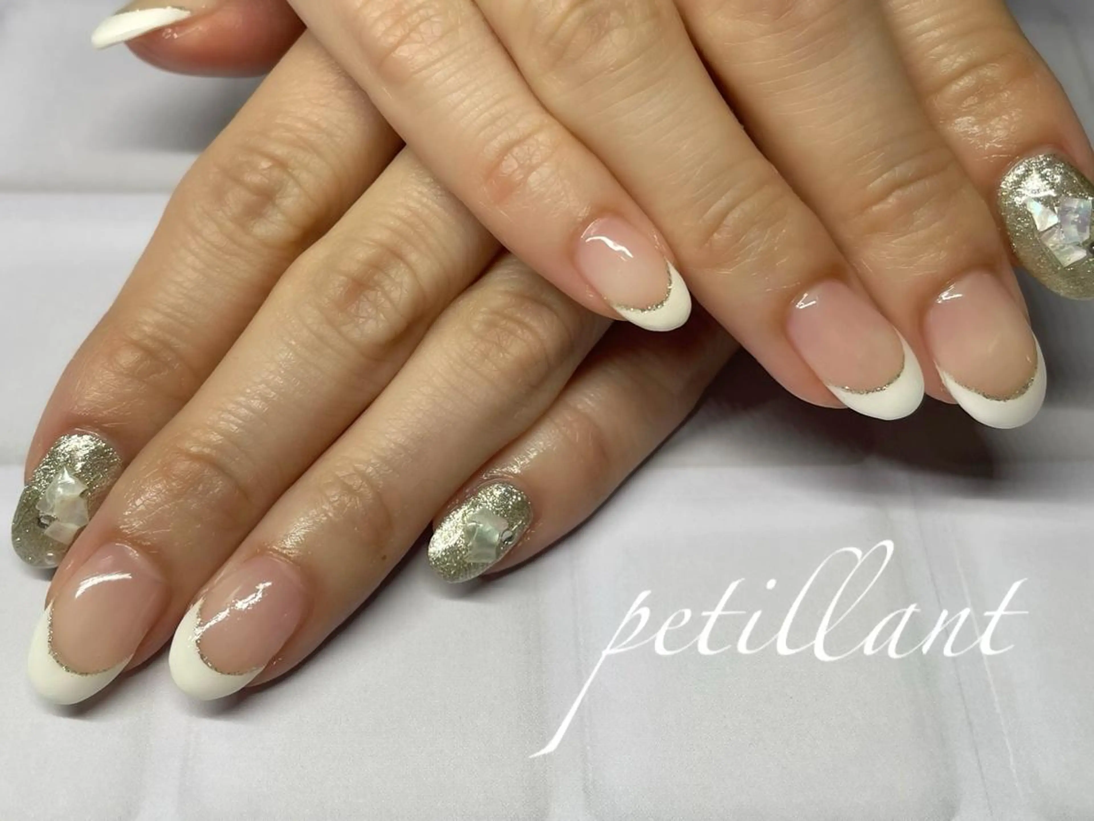 ネイル フレンチネイル ラメ(グリッター) nail salon petillantのネイルデザイン
