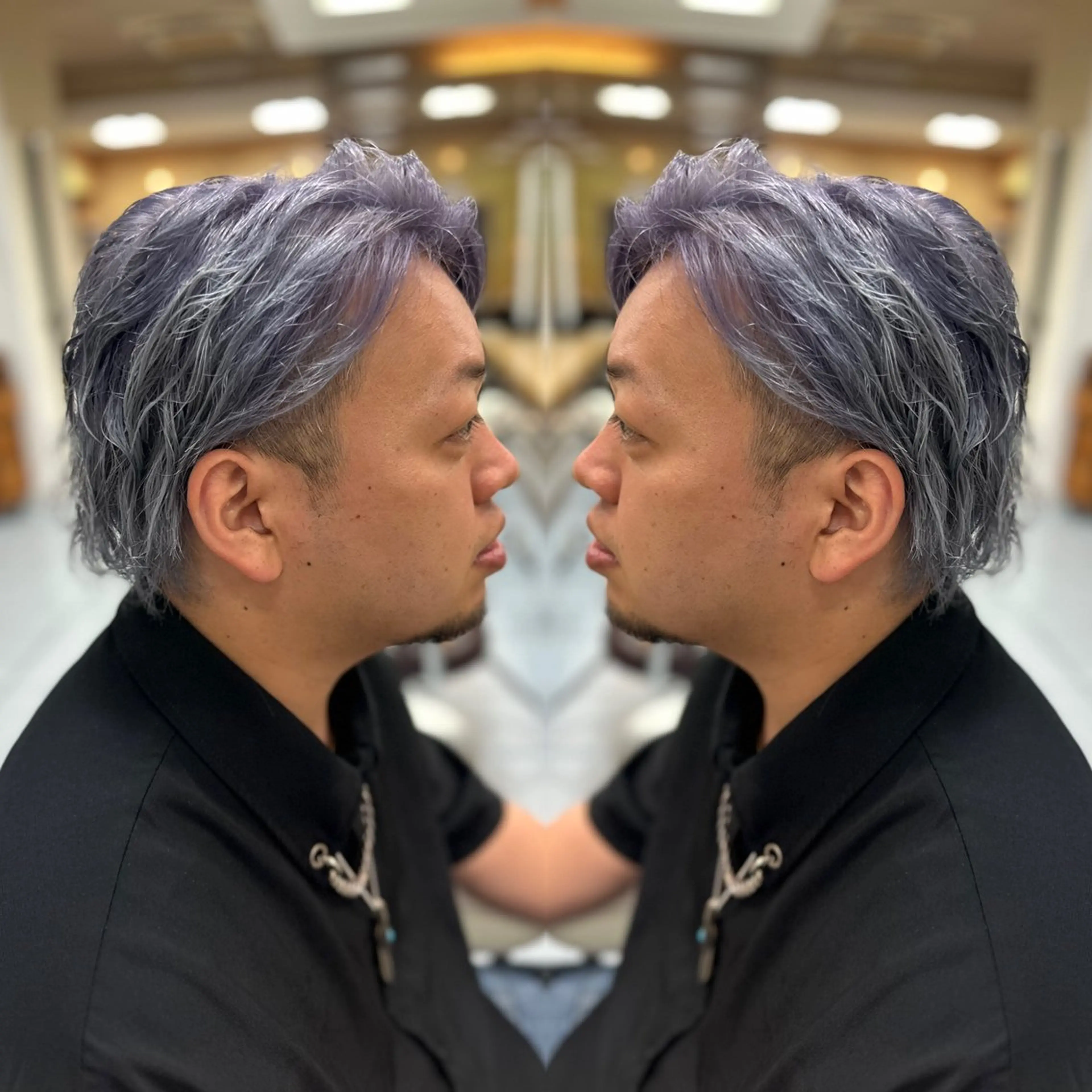 ショート カラー メンズ メンズブリーチ ブリーチ パープルカラー シルバー カット ヘアカラー トリートメント 髪質改善/縮毛矯正 /レイヤー岡部のヘアスタイル