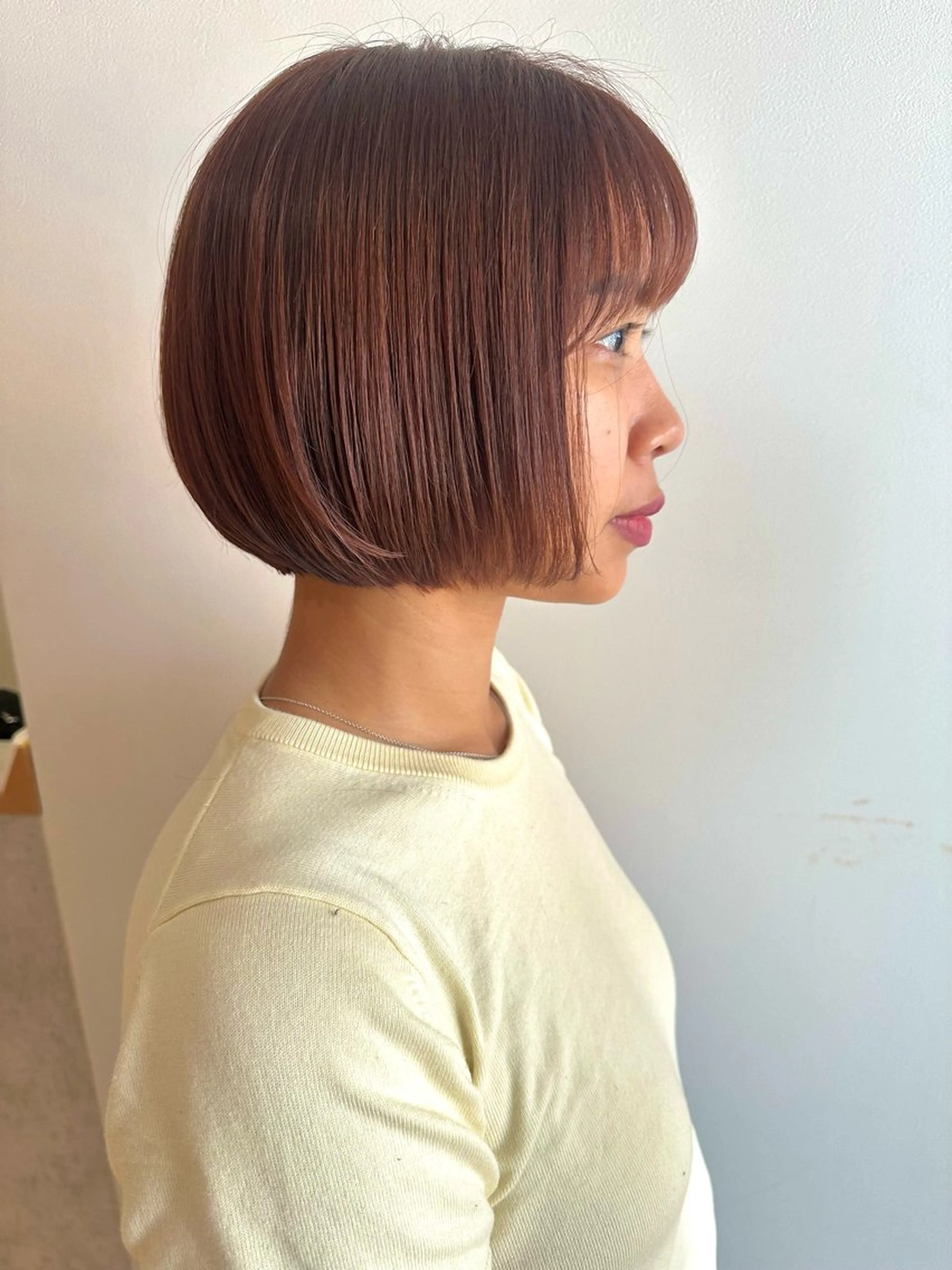 ショート ピンクブラウン ボブ 和泉府中美容室 YUMEのヘアスタイル