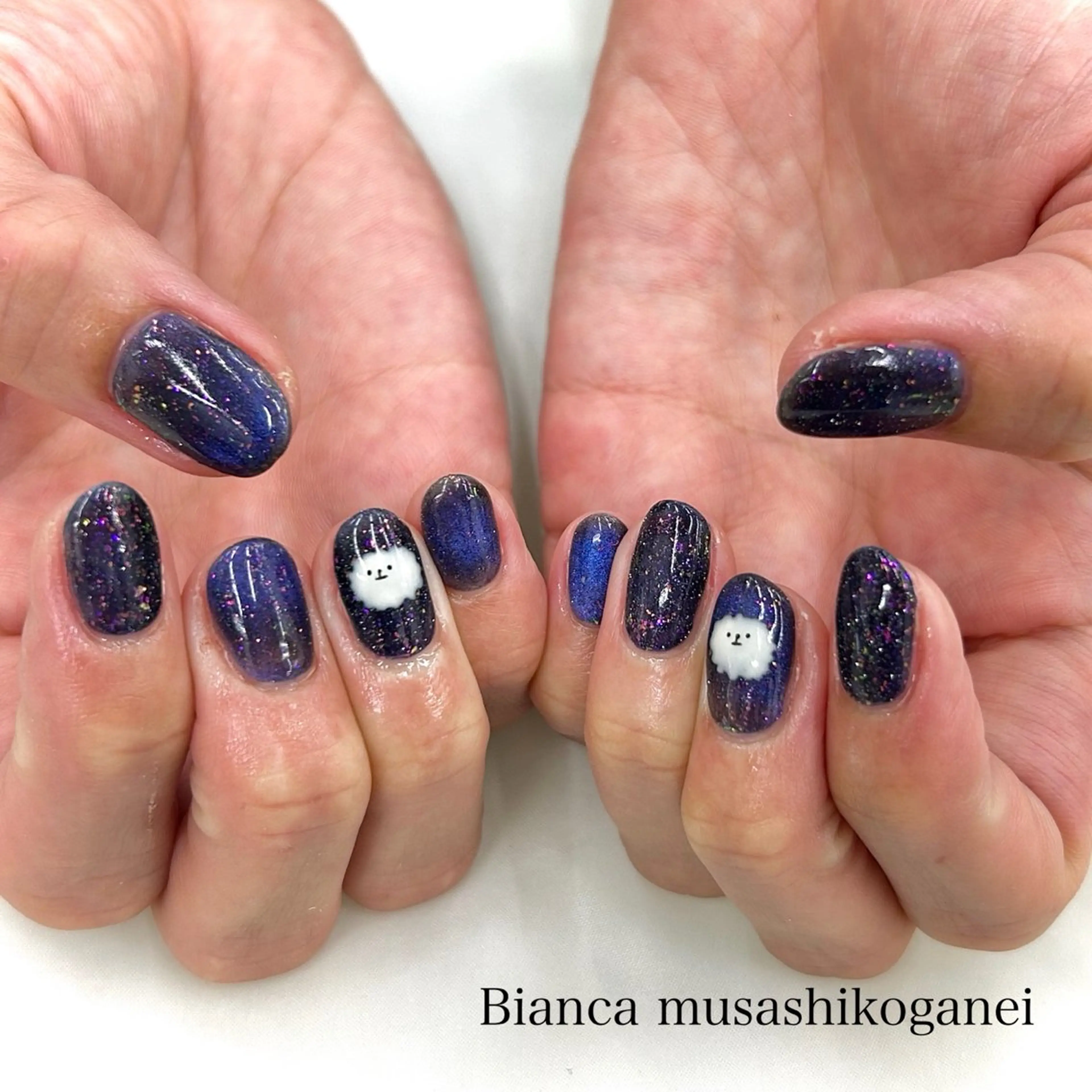 ネイル フラッシュネイル キラキラネイル ハンドネイル Bianca 武蔵小金井　ほしののネイルデザイン