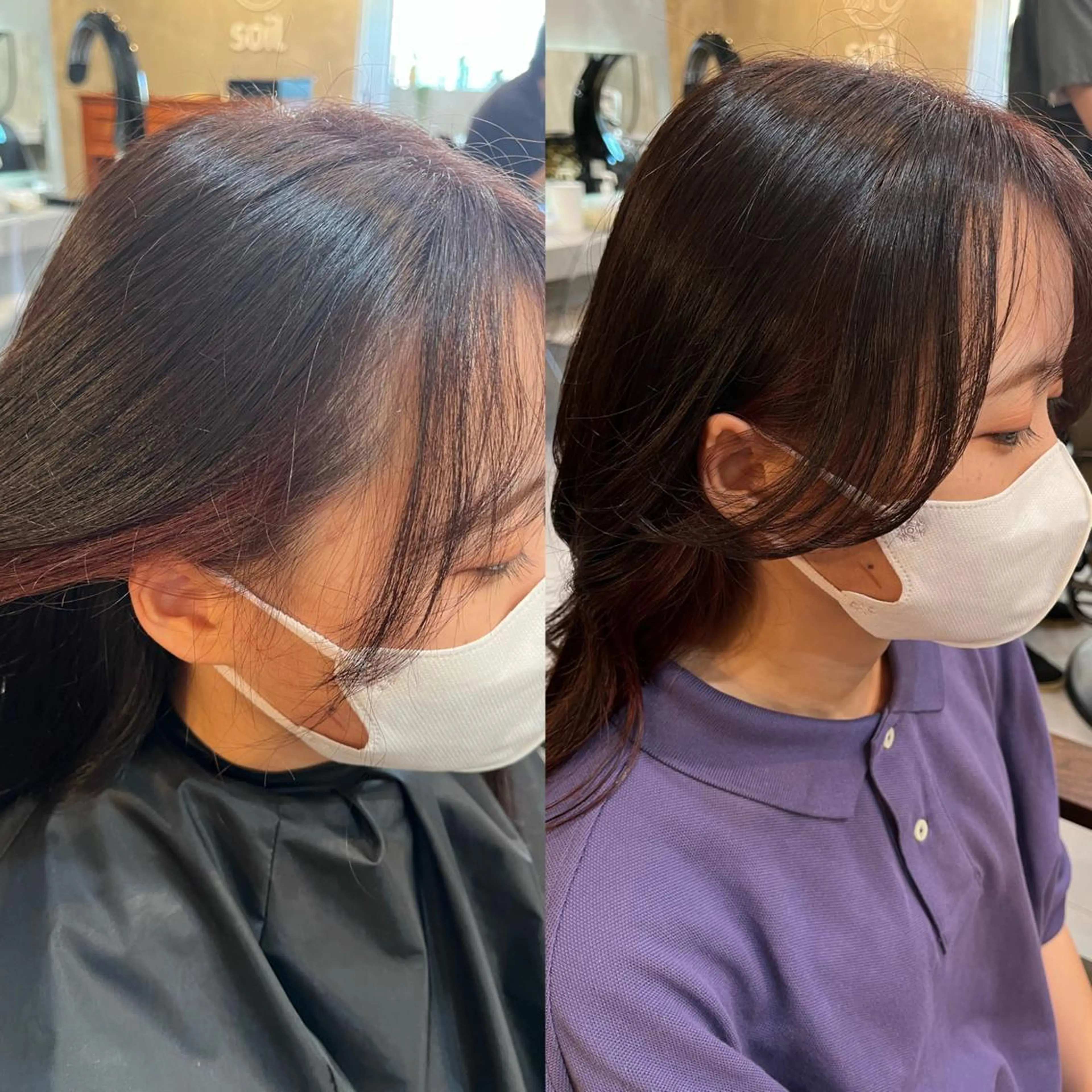 セミロング カラー おくれ毛 小顔カット RIYA❤︎ Aujuaソムリエのヘアスタイル