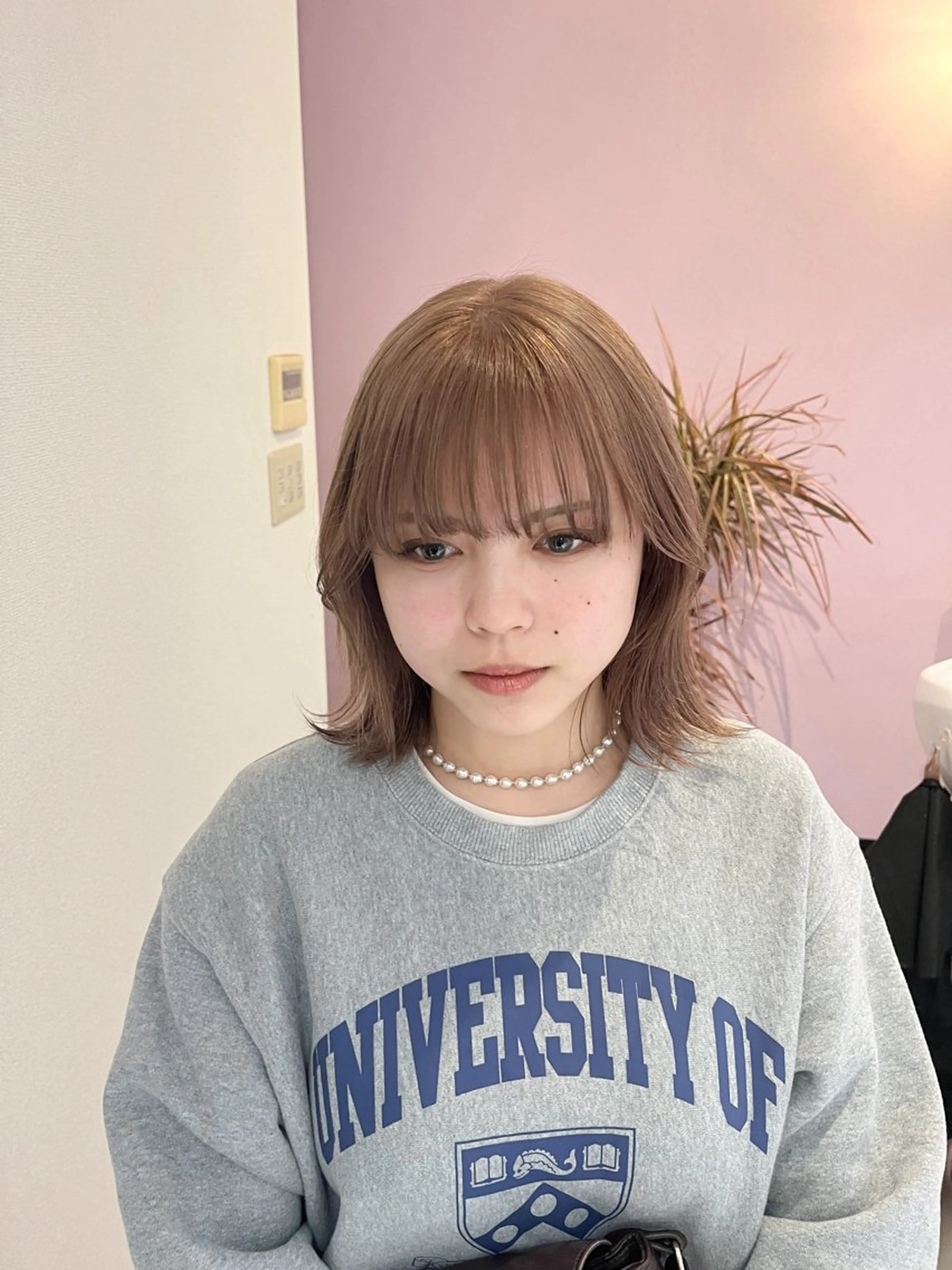 ミディアム カラー ベージュカラー ピンクカラー ピンクベージュ Bonheur所属・Bonheur銀座 /runaのヘアスタイル