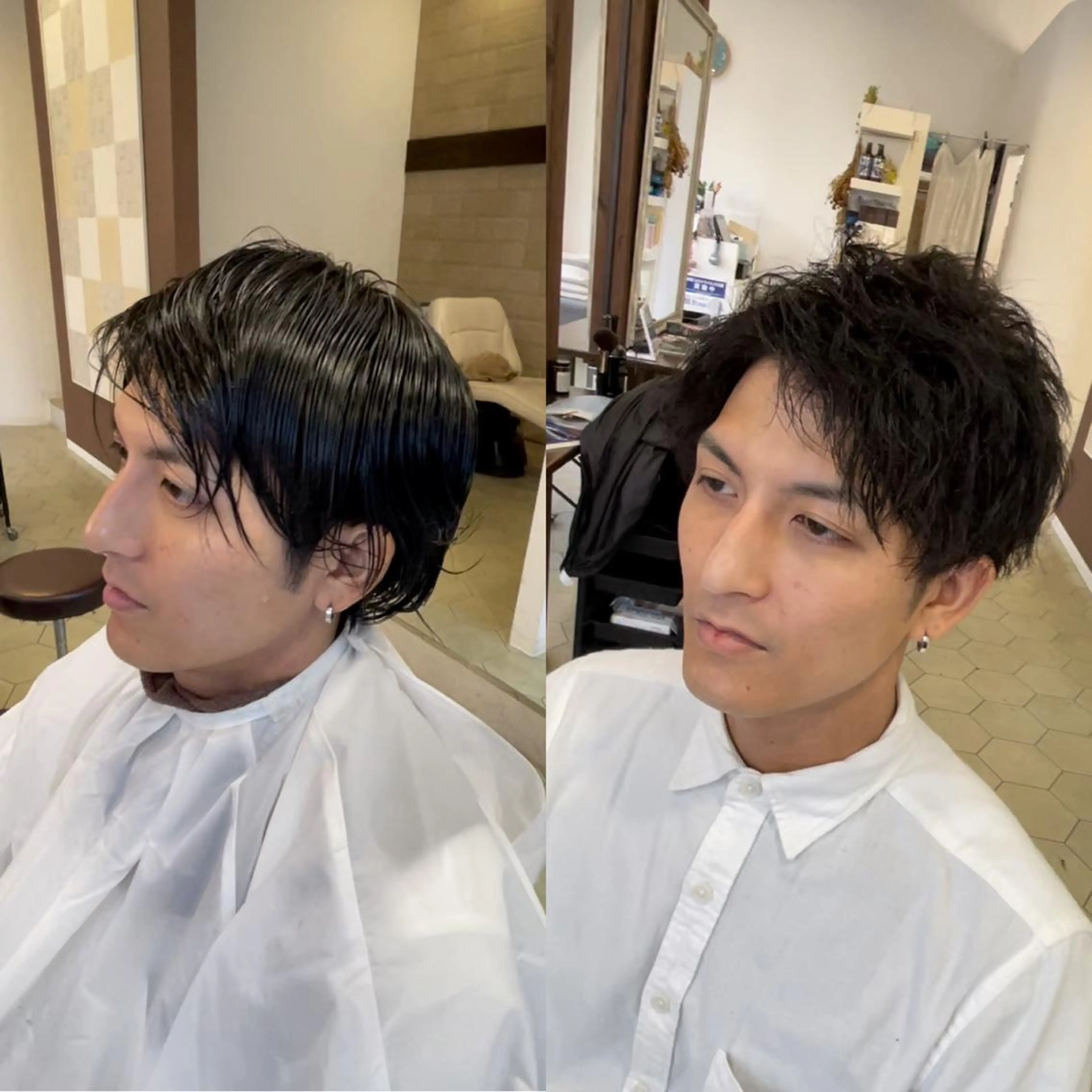 ショート パーマ メンズ フェードカット メンズメッシュ メンズパーマ スキンフェード スパイラルパーマ カット パーマ ヘアセット share salon　SCENA所属・堤太志 メンズパーマ特化のヘアスタイル