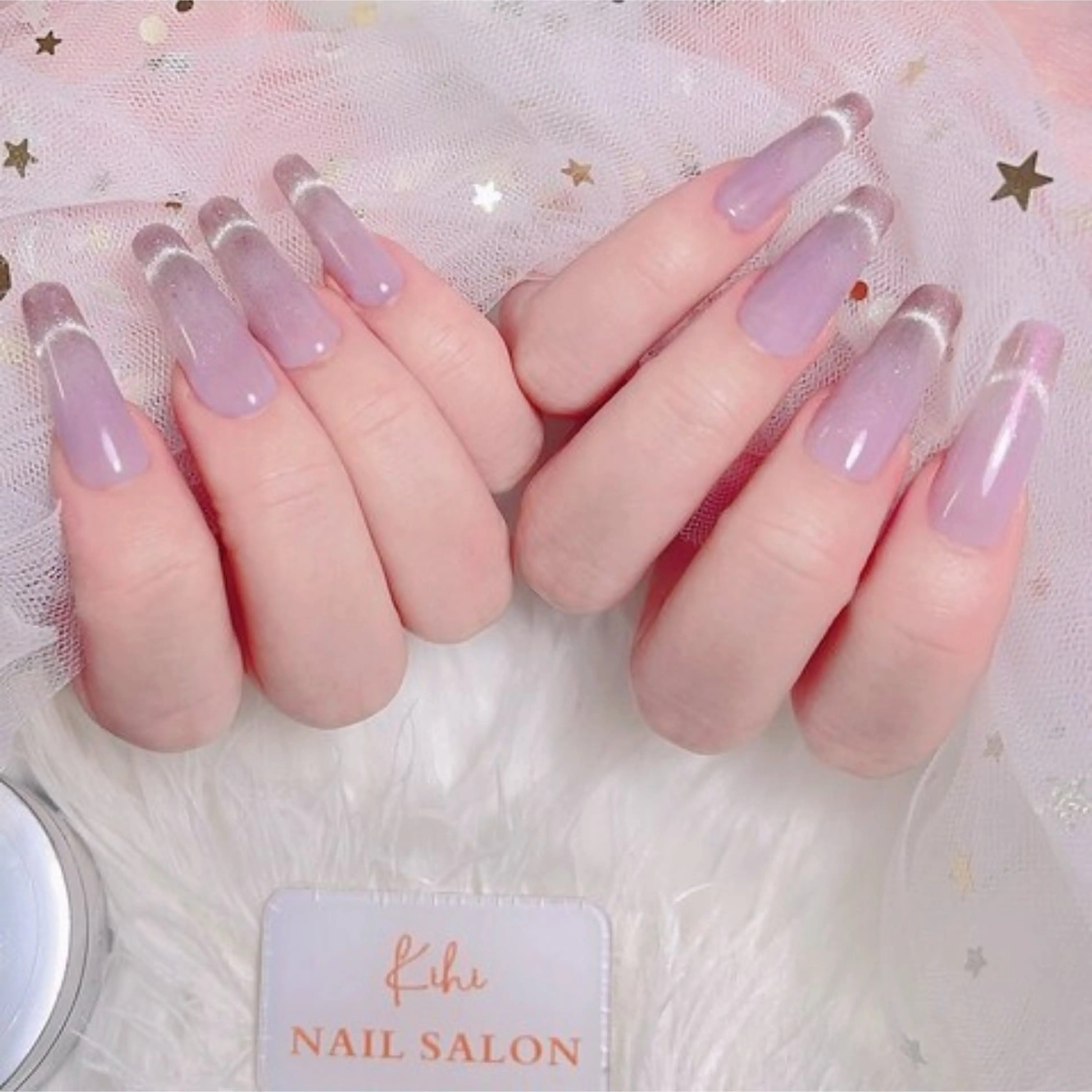 【ソフトジェル付き替えオフ込み】チップ長さだしマグネットフレンチ/がラスフレンチ【ベースクリア】の写真