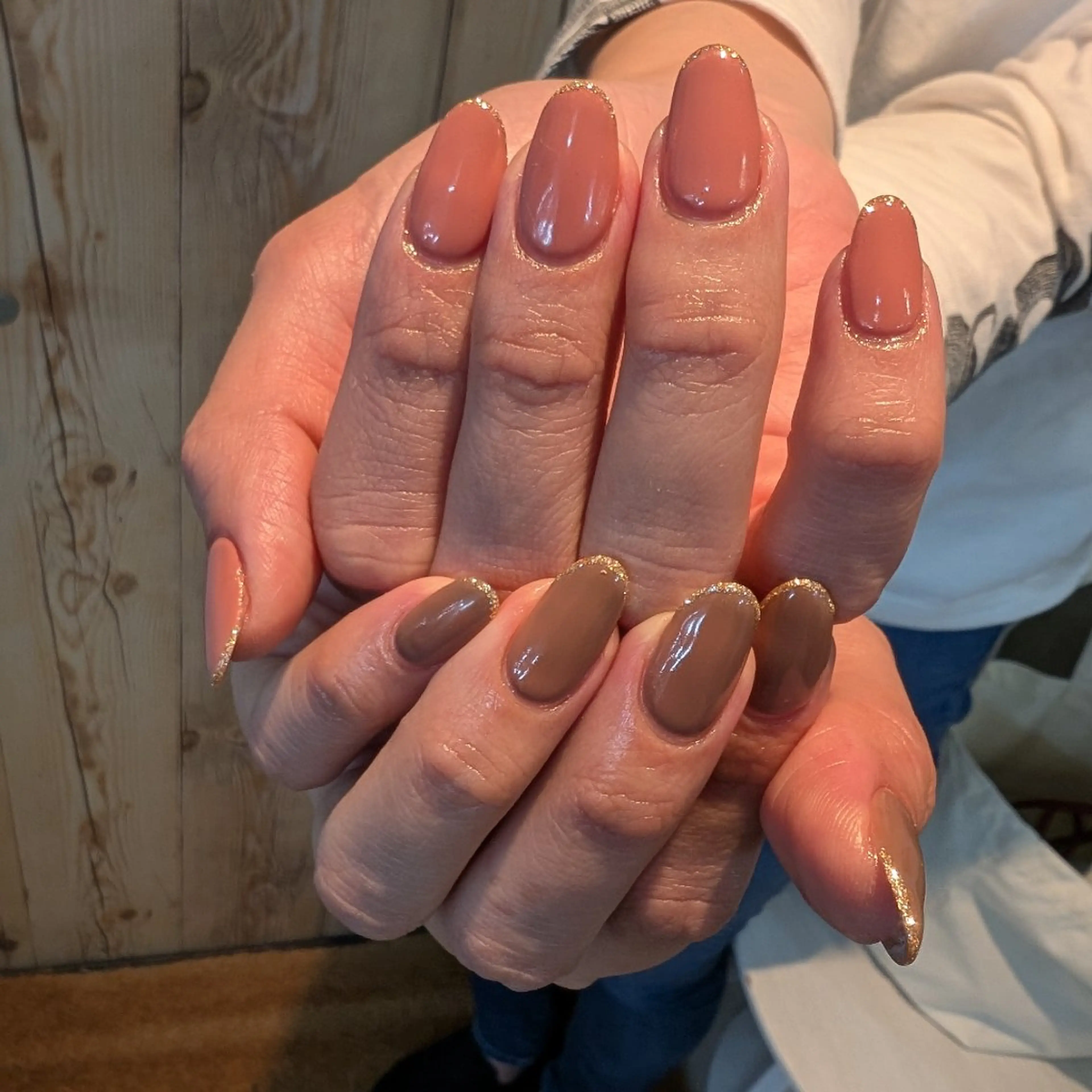 ネイル ゴールド ラメ(グリッター) ピンク ハンドネイル FREE'Snail Yukariのネイルデザイン