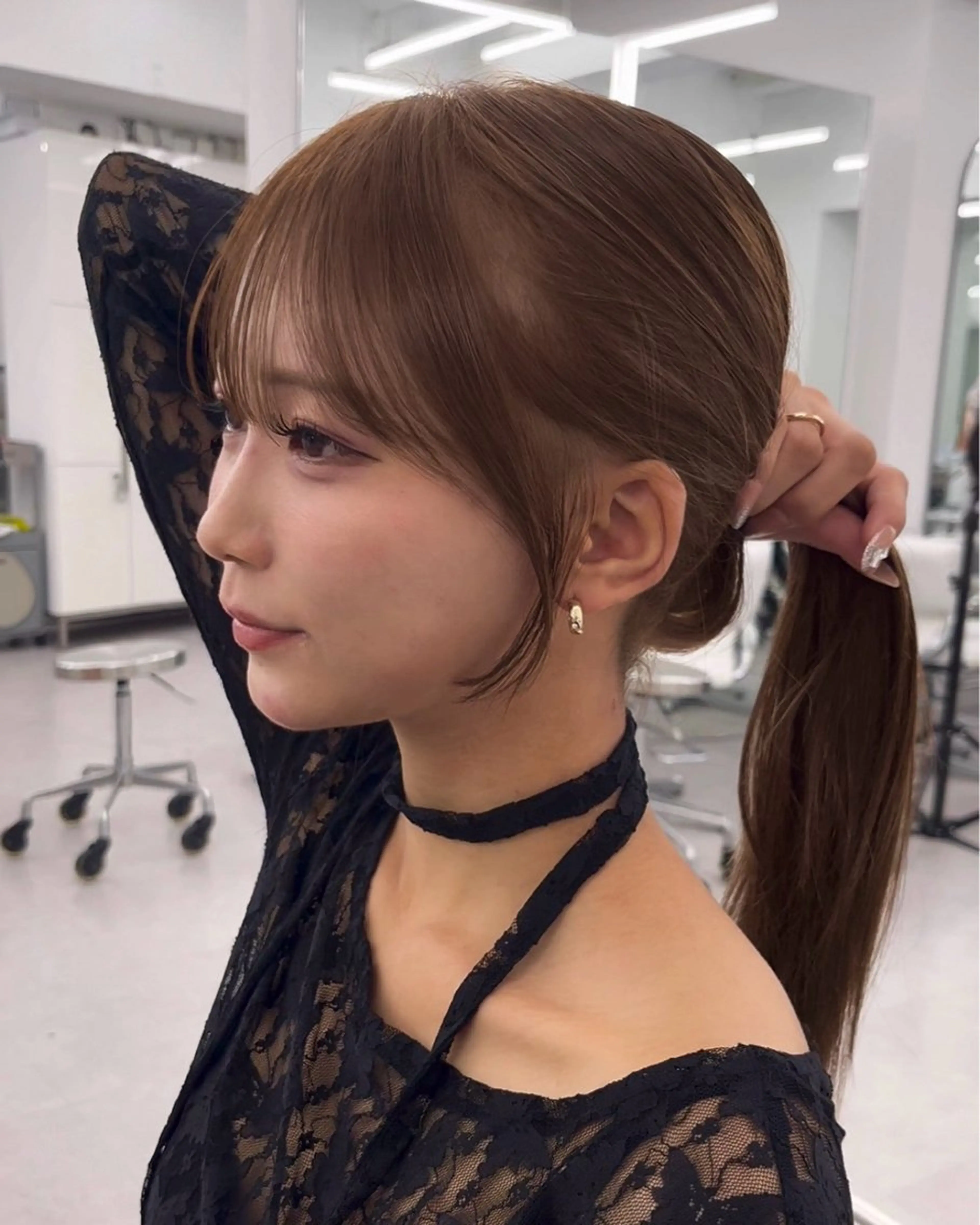 セミロング カラー 顔周りカット 韓国風ヘア レイヤーカット カット トリートメント ヘッドスパ ヘアセット 透明感カラー✨🩵 韓国ヘアkanatoのヘアスタイル