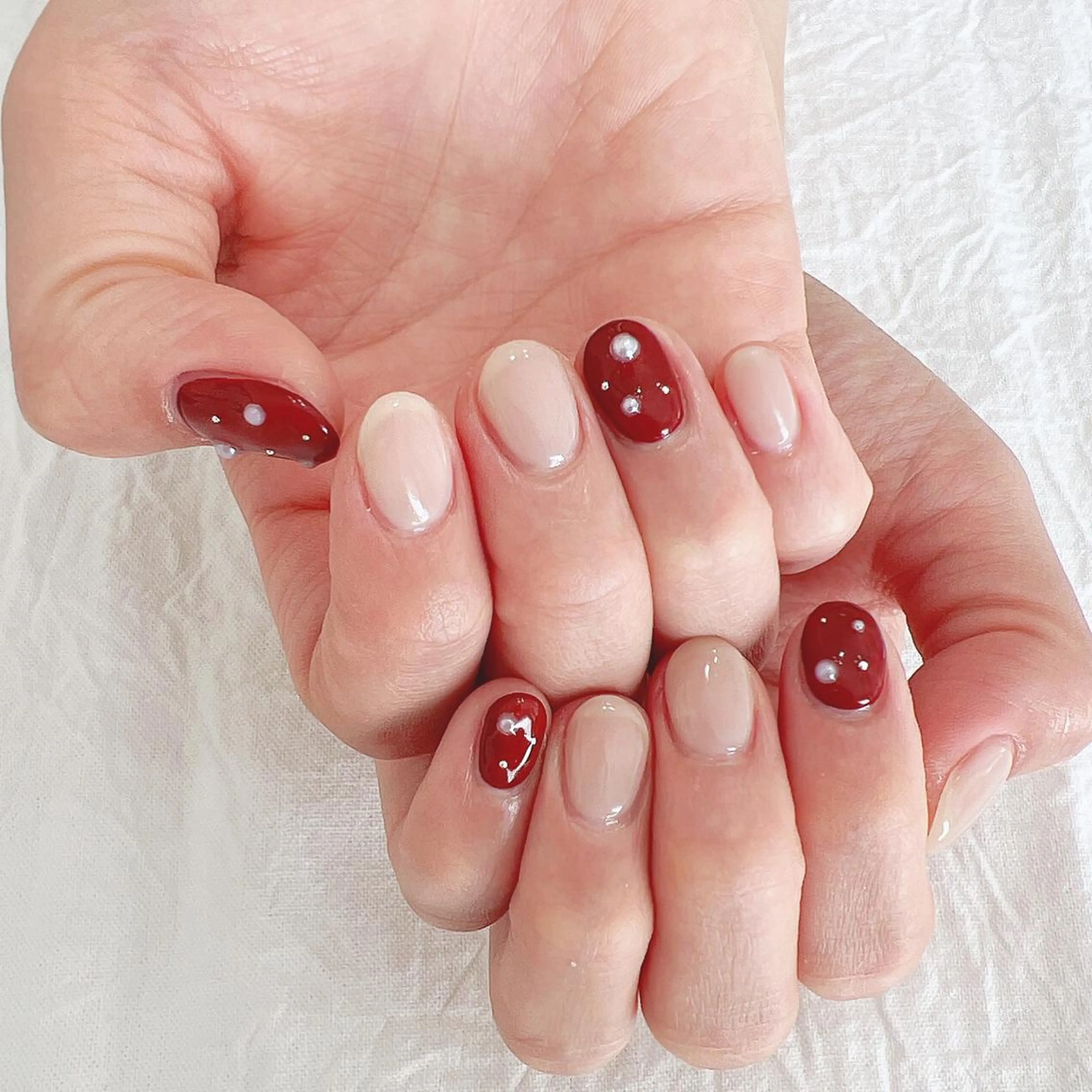 ネイル ボルドー 冬ネイル クリスマス ハンドネイル peaberry nailのネイルデザイン