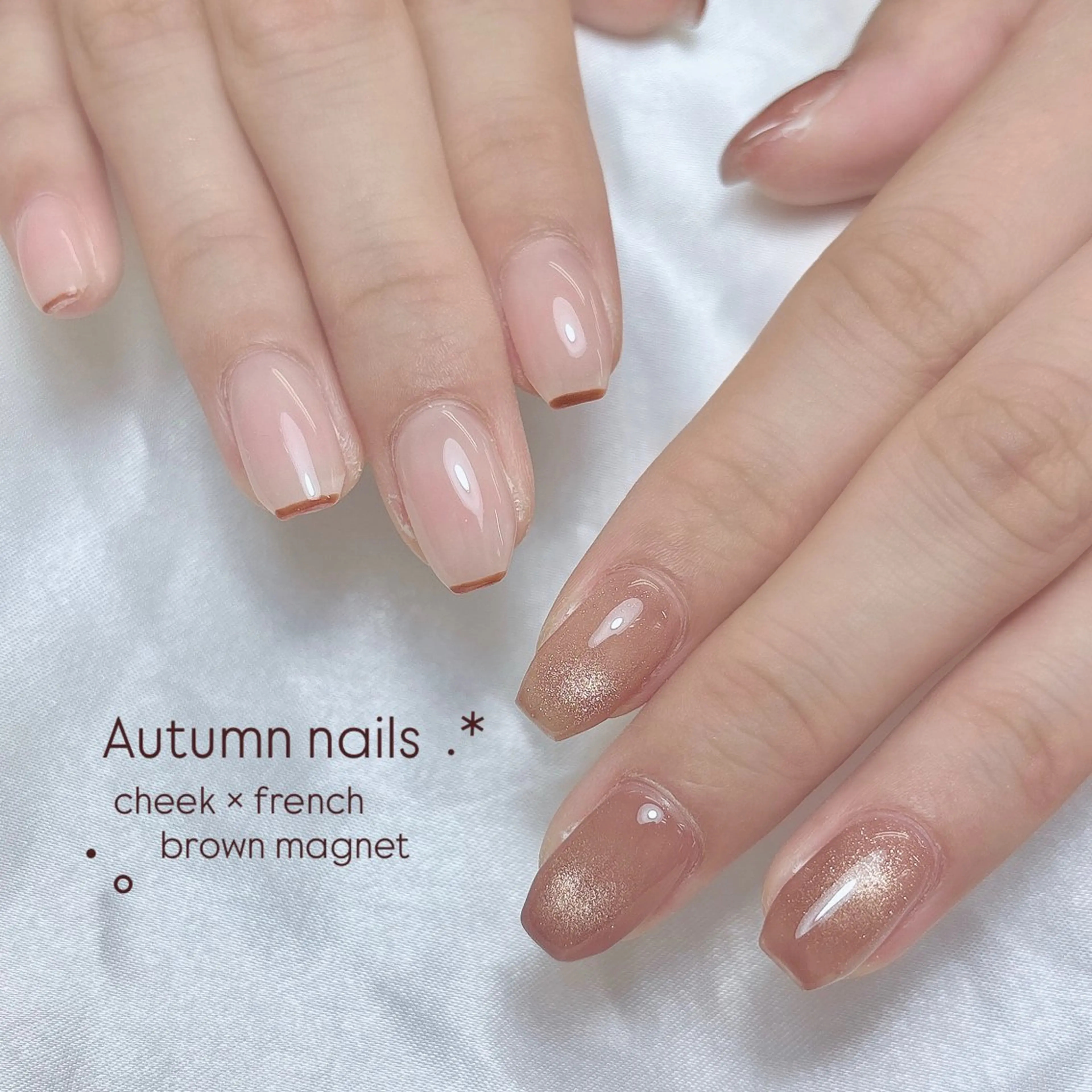 ネイル ブラウン チークネイル フレンチネイル キラキラネイル ラメ(グリッター) ar studio/ ARISAのエステ・リラクイメージ
