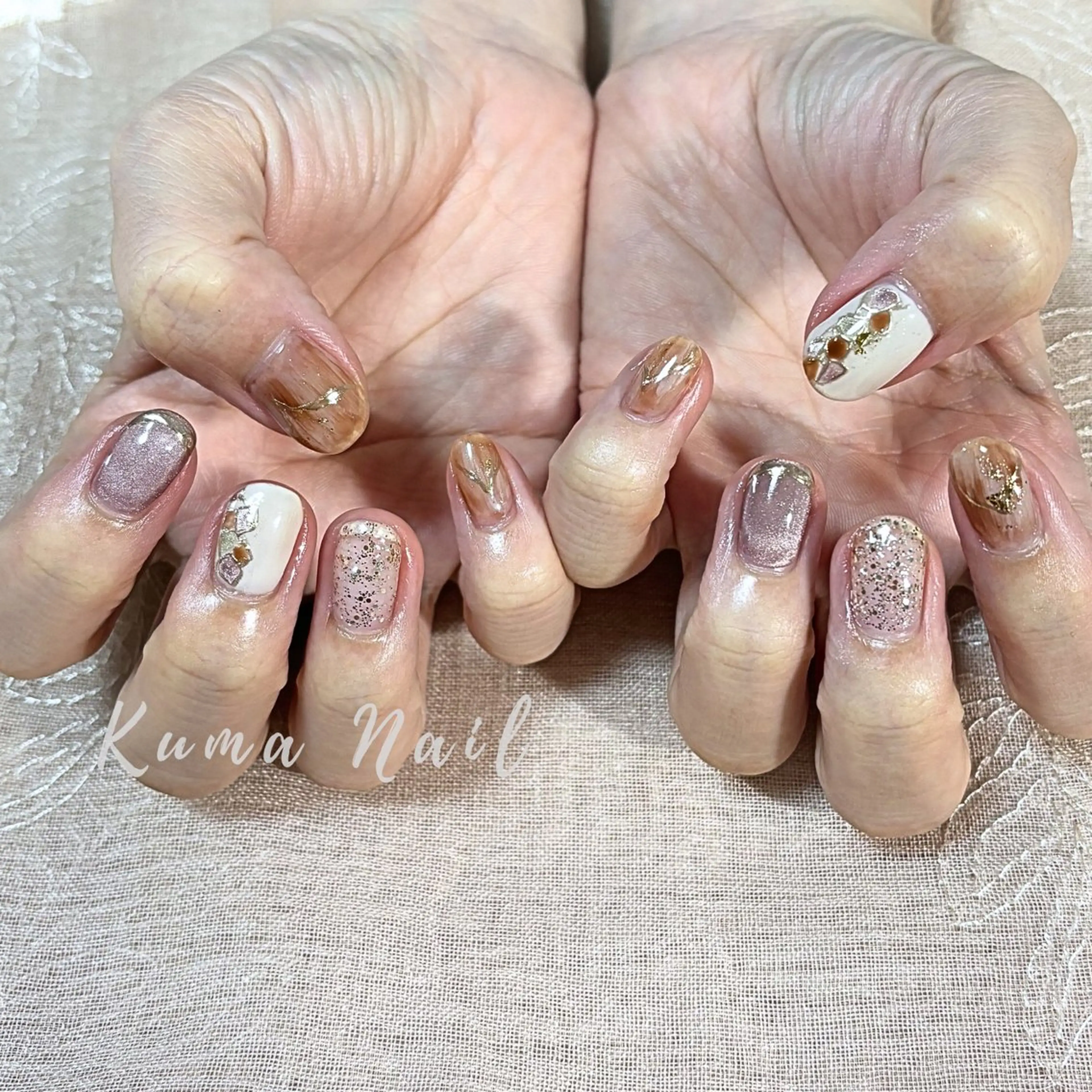 ネイル アートネイル ラメ(グリッター) マグネットネイル ニュアンスネイル ハンドネイル Private salon Kuma Nail.所属・藤が丘ネイル Kuma Nailのネイルデザイン