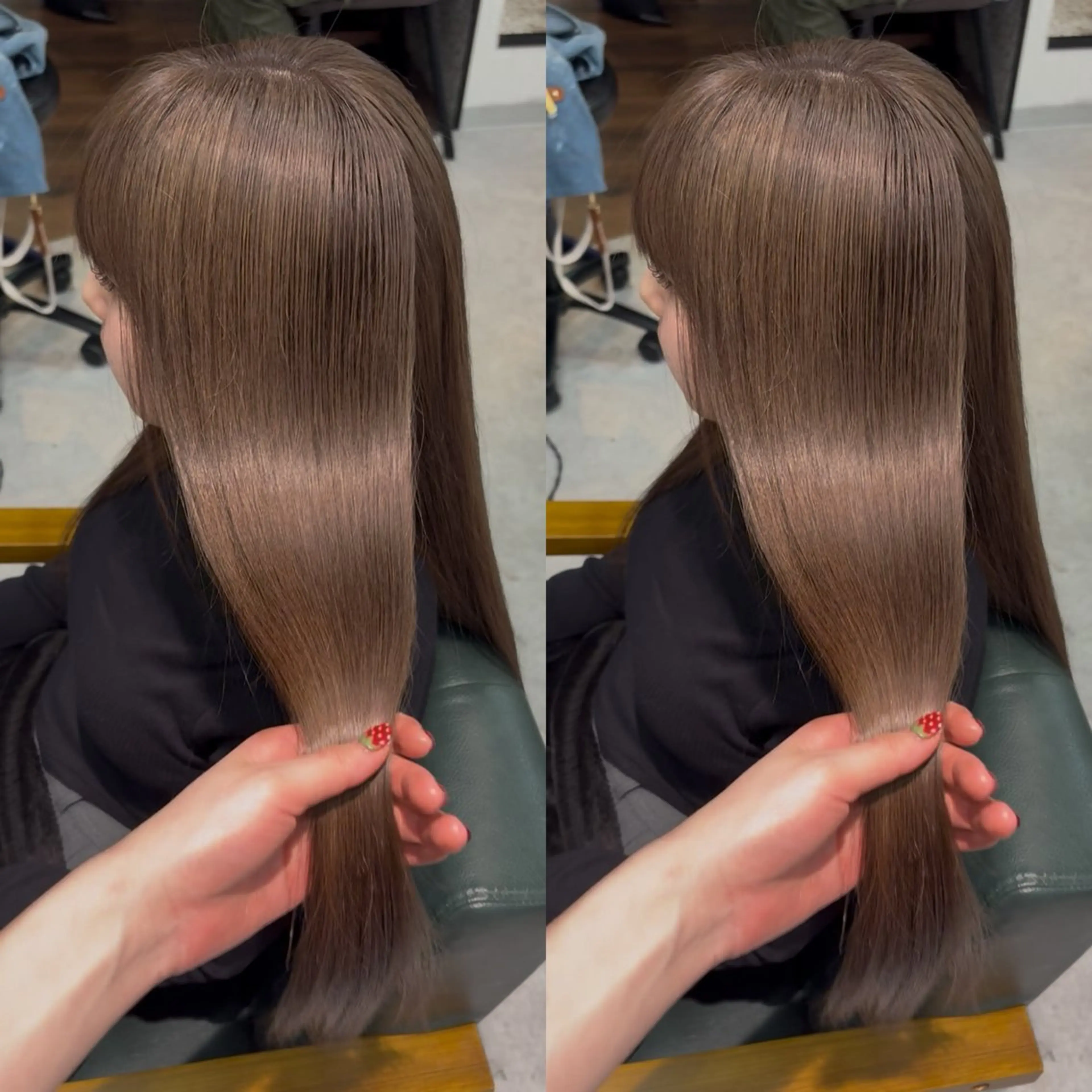 ロング カラー ベージュカラー 透明感カラー モカベージュ ヘアカラー なんば🍓 似合わせカラー🐬のヘアスタイル