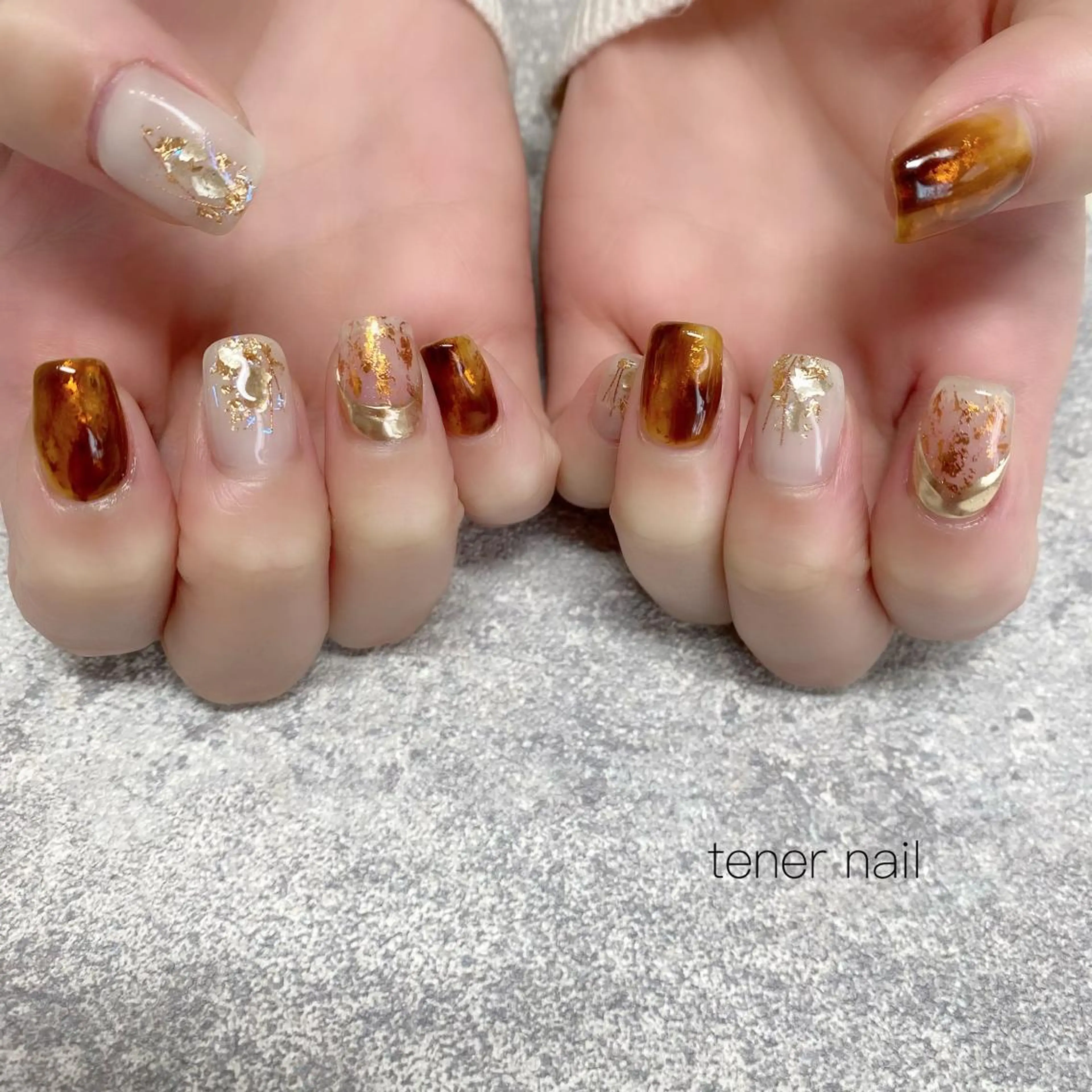 ネイル べっ甲ネイル ニュアンスネイル テネルネイル tener nailのネイルデザイン