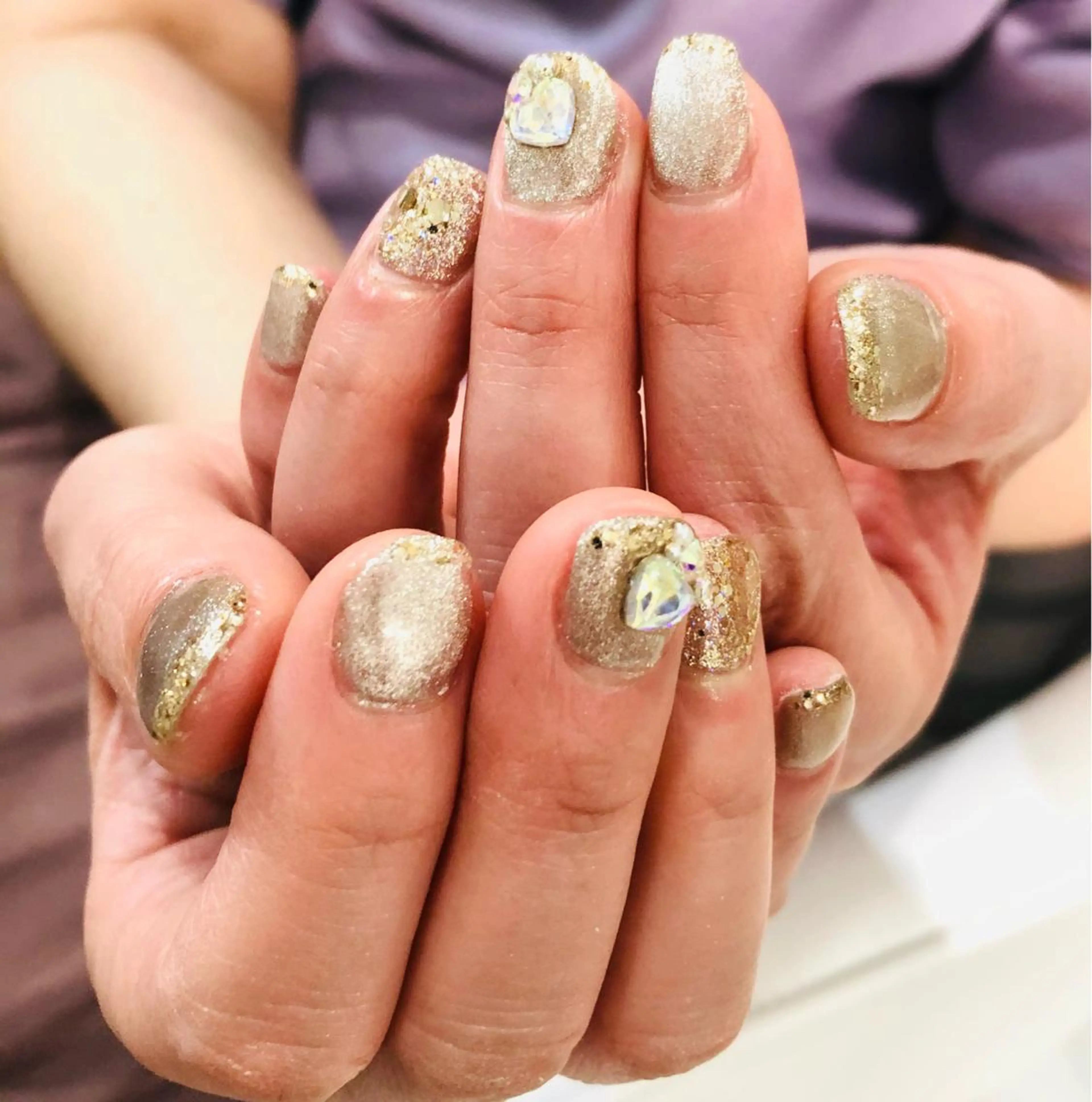 ネイル 入学式 フラッシュネイル フレンチネイル 卒業式 ラメ(グリッター) H3 hitoのネイルデザイン