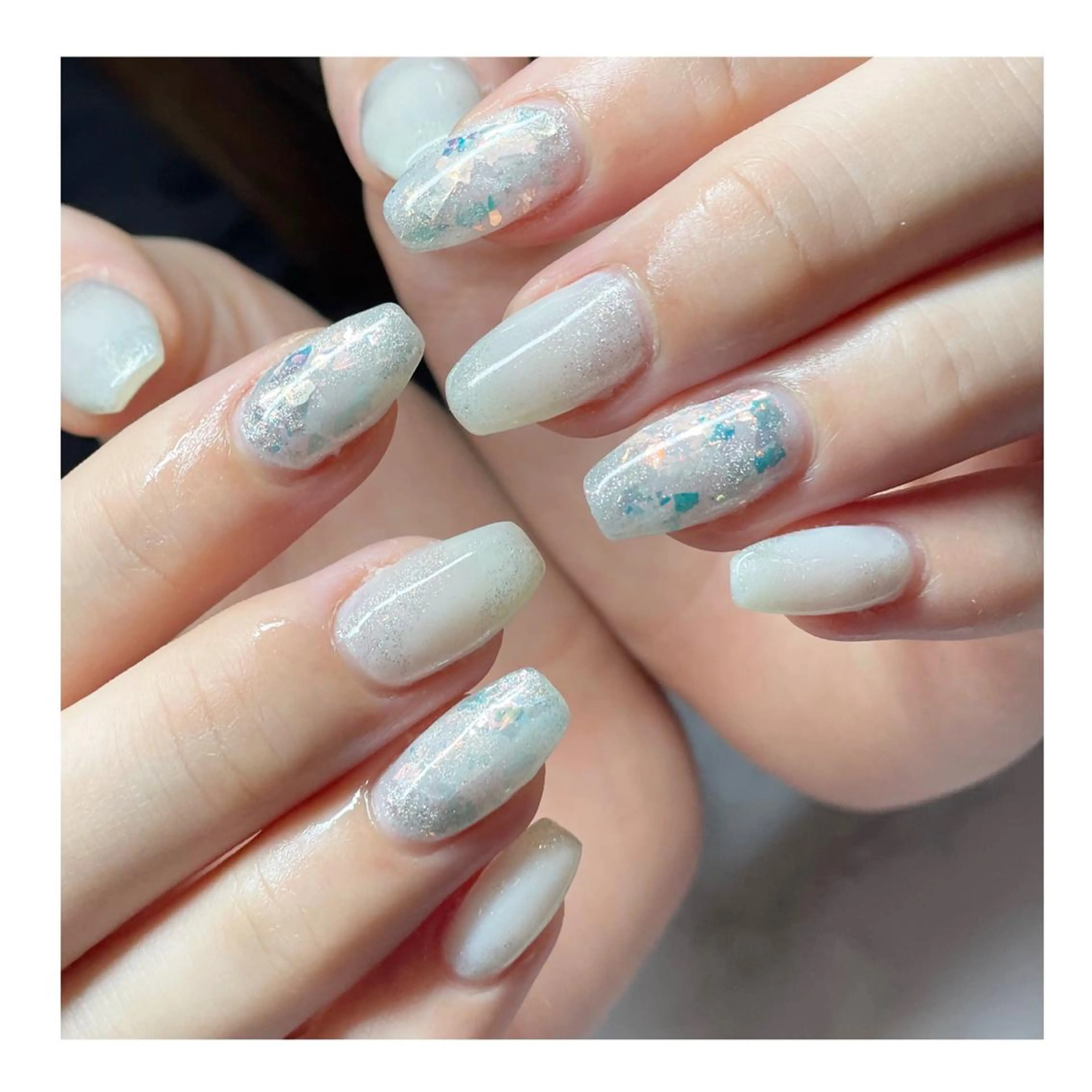 ネイル アートネイル ジェルネイル マグネットネイル ホワイト ハンドネイル LaLa Peach 福岡のマツエク・マツパデザイン