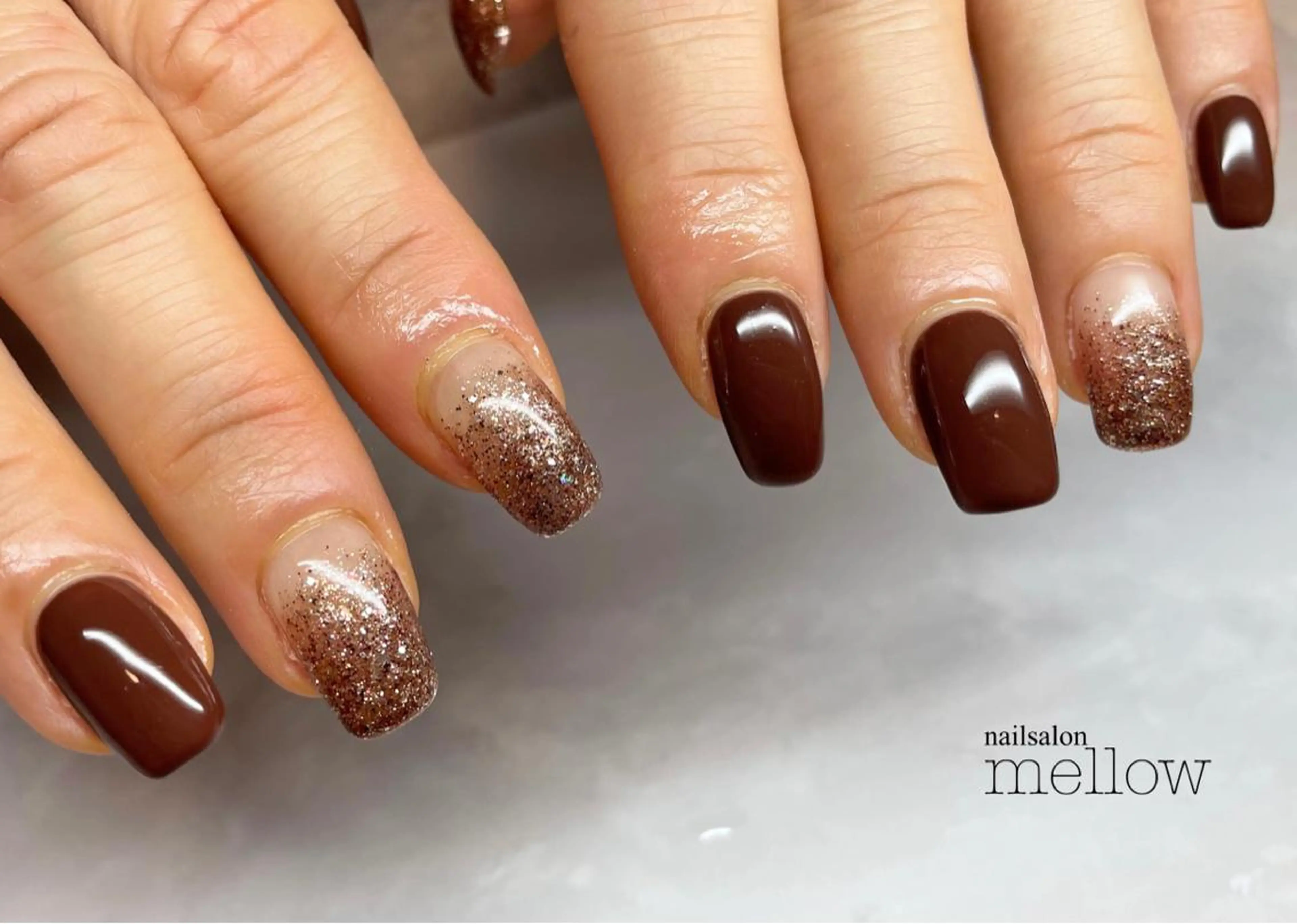 ネイル ブラウン 大山 浩美のネイルデザイン