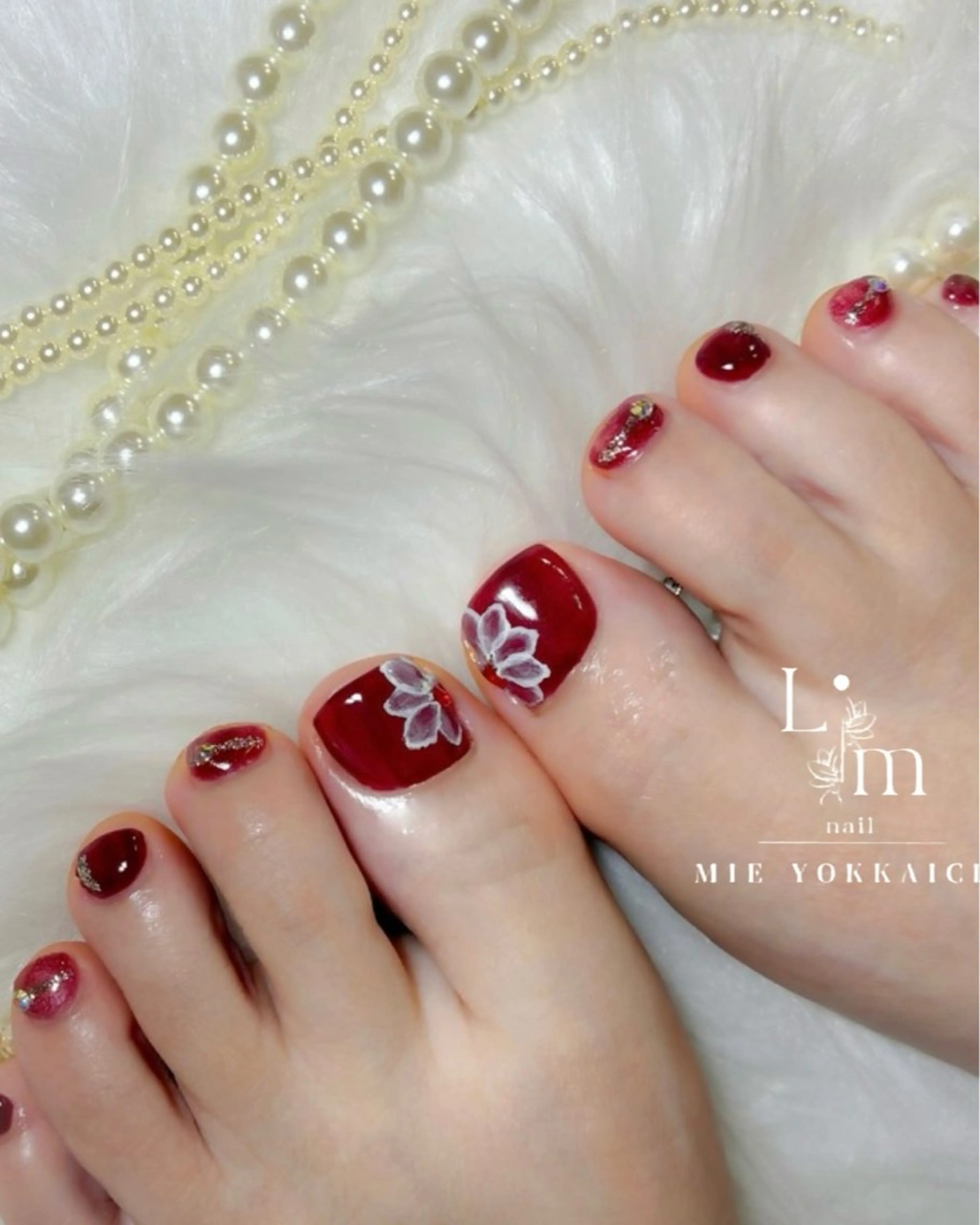ネイル ボルドー フットネイル Li.m nail リム ネイルのネイルデザイン