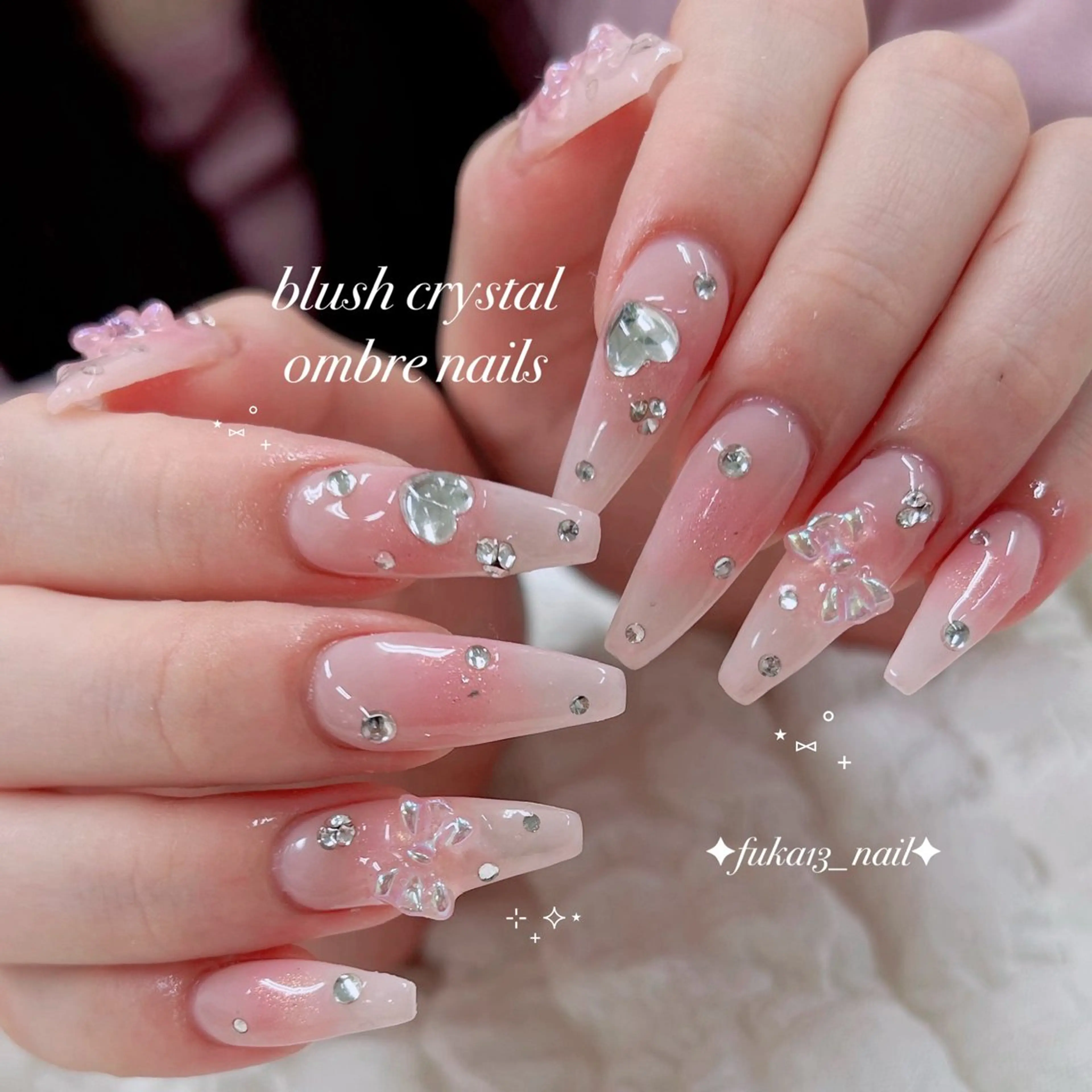 ネイル チークネイル ガーリー キラキラネイル 韓国ネイル リボン ハンドネイル ネイルサロンAnela【アネラ】所属・Nail♡Fuka. /4月予約受付中のネイルデザイン