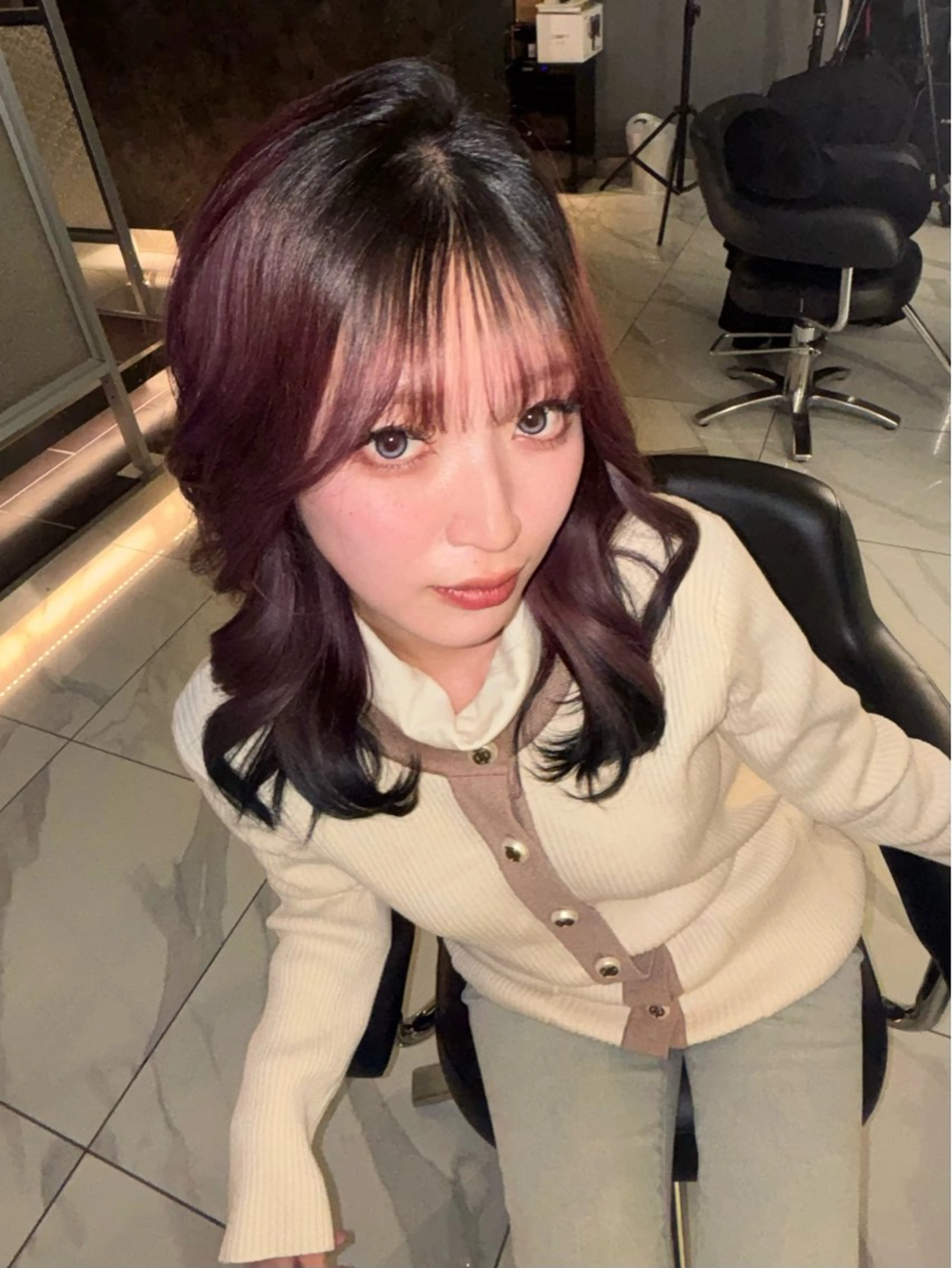 ミディアム カラー ブリーチ カシス ラベンダーカラー トリートメント ヘアカラー トリートメント oto／透明感カラー /うる艶カラーのヘアスタイル