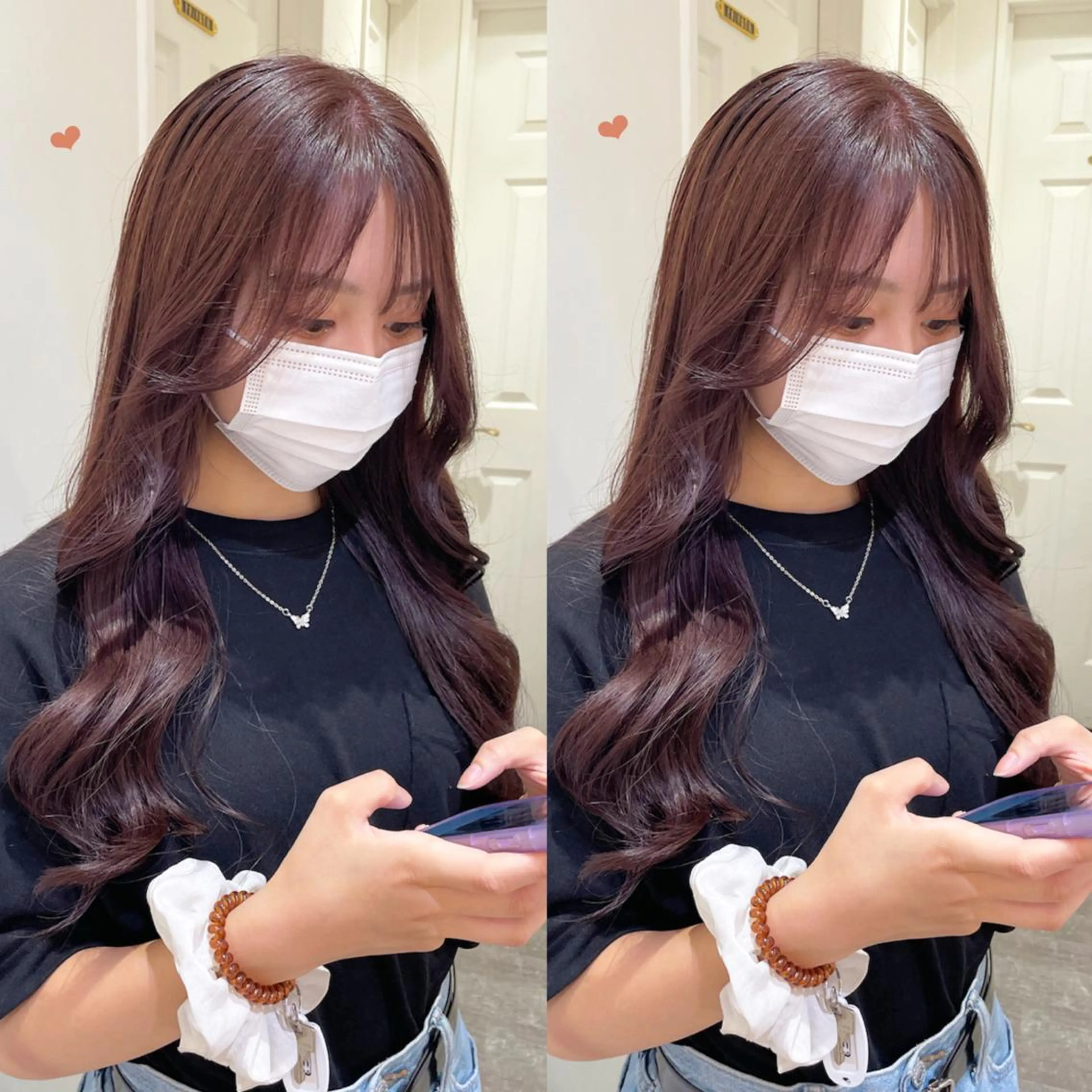 ロング カラー ブリーチ ブラウンカラー ブリーチなしカラー ピンクカラー ピンクブラウン エクステ/ハイトーン 🐏☁️miminaのヘアスタイル