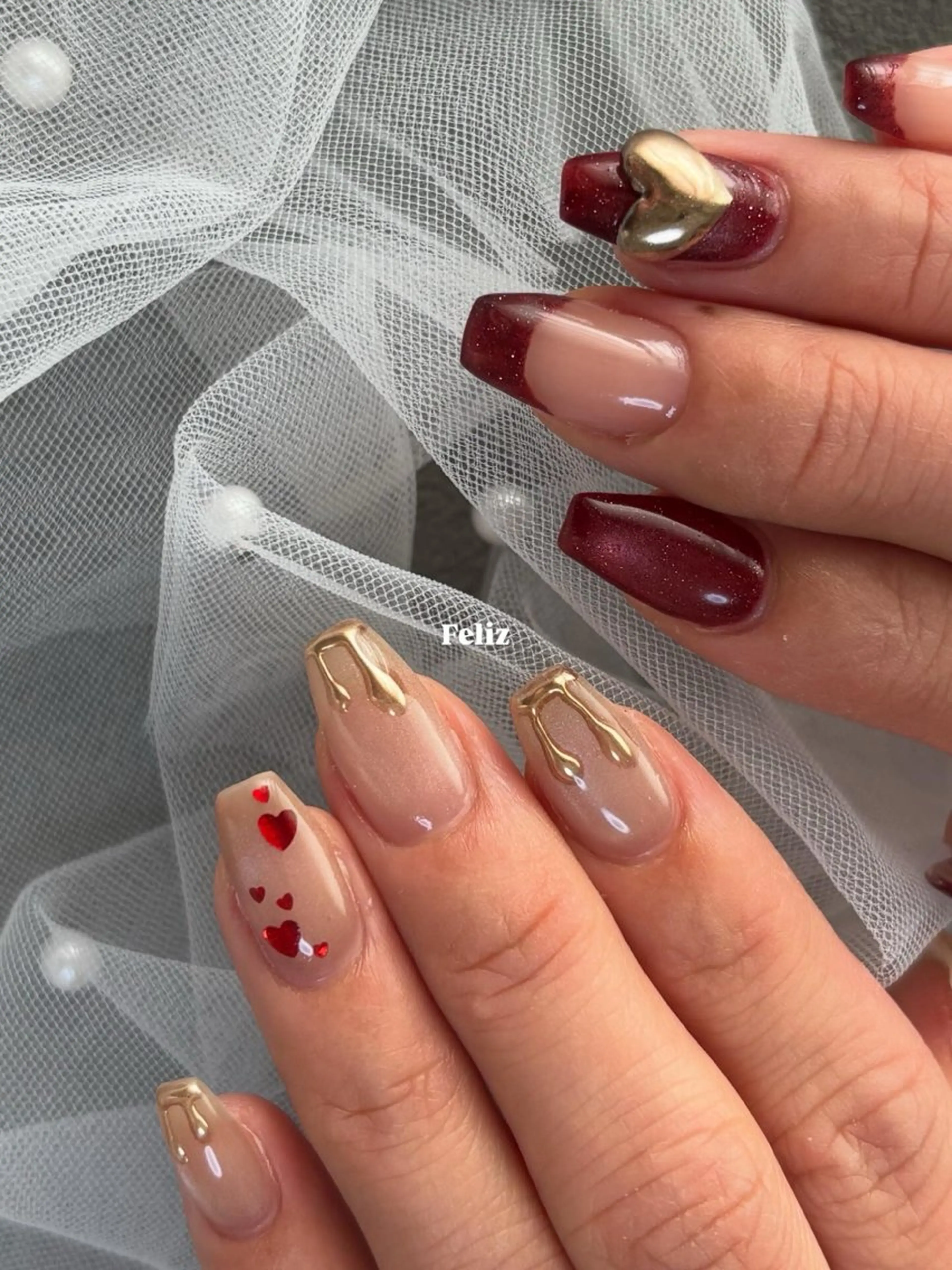 ネイル バレンタイン Feliz 楽しいネイルサロンのネイルデザイン