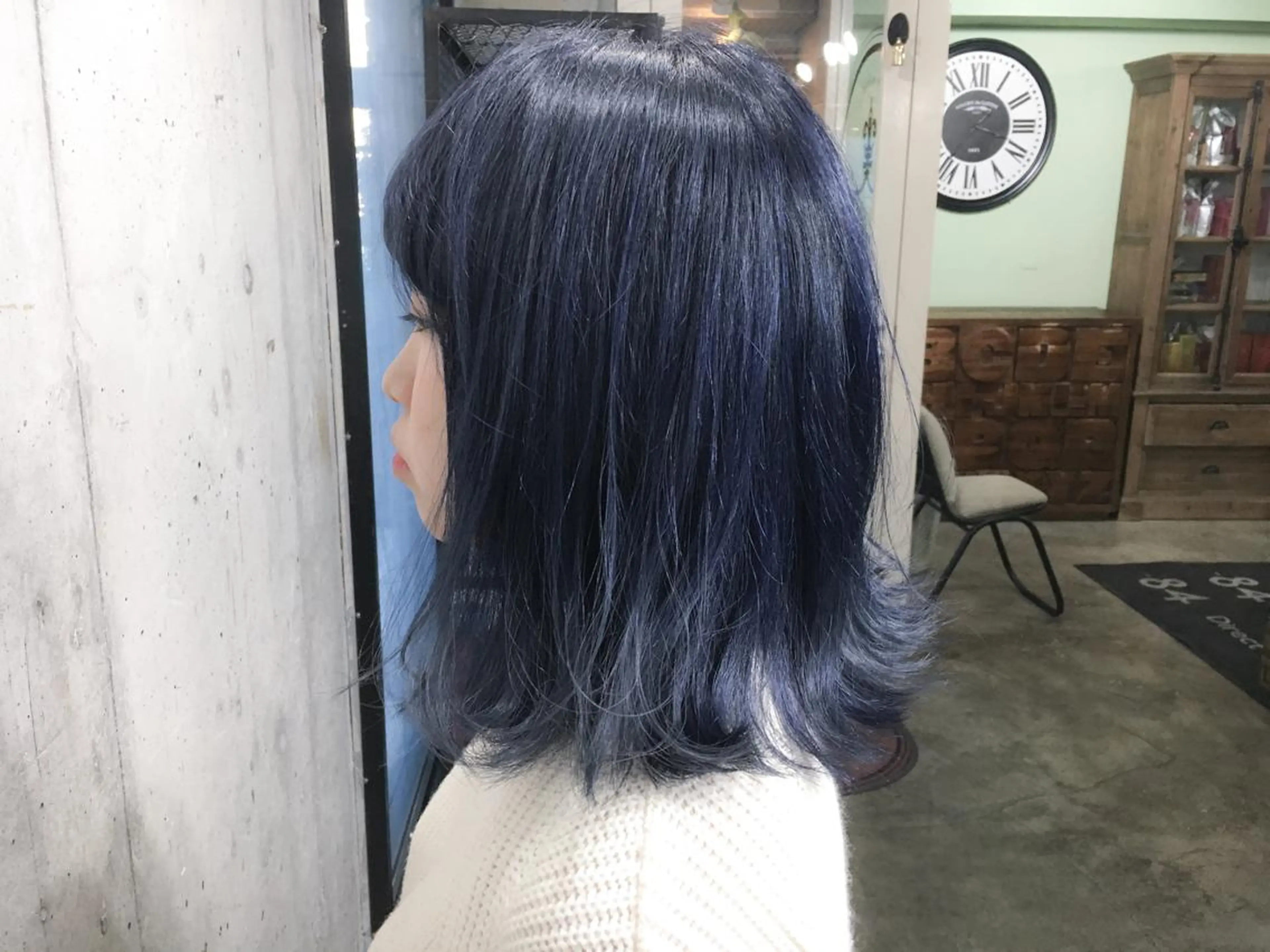 ミディアム カラー ブルーカラー 北條 優輝のヘアスタイル