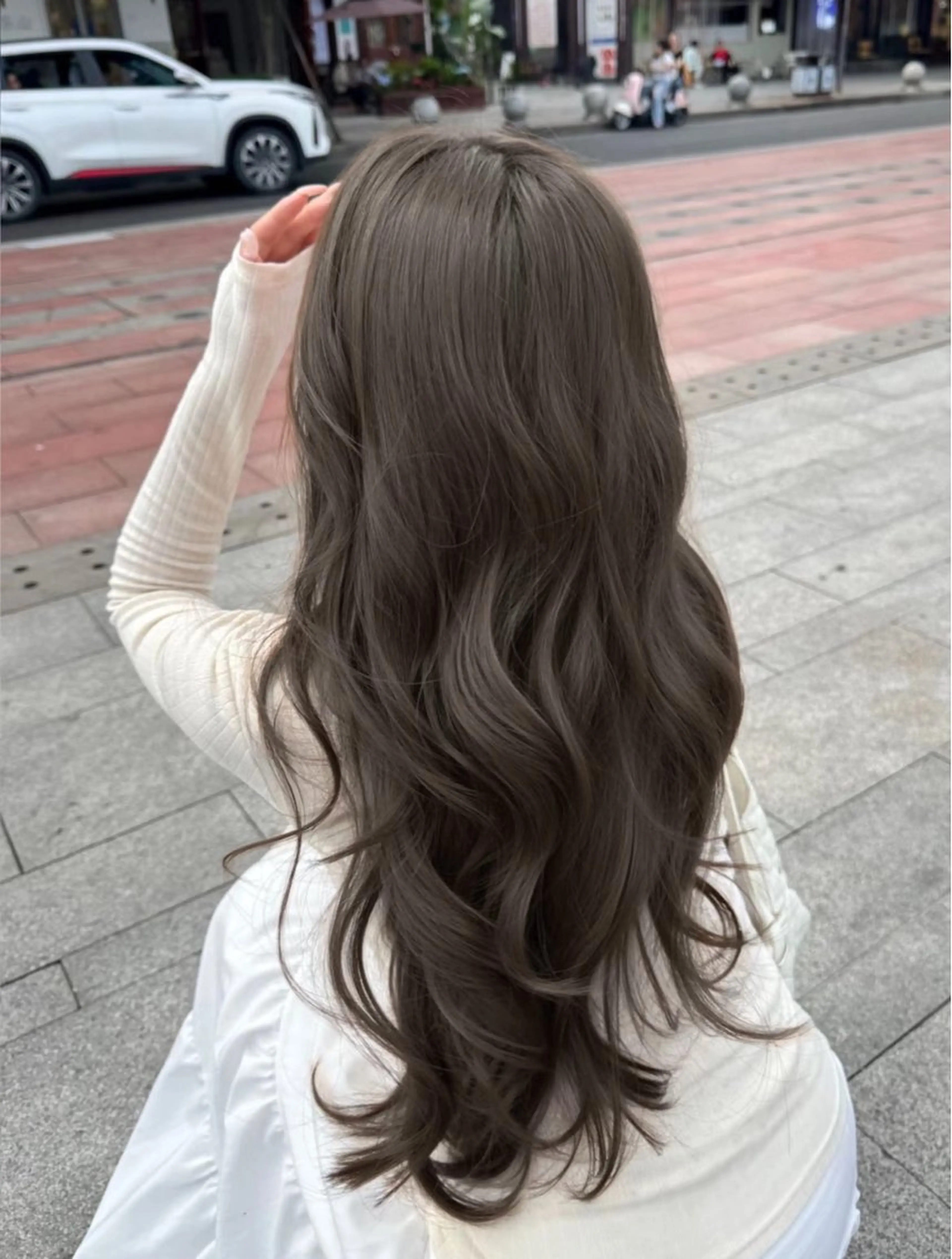 ロング カラー 透明感カラー グレージュ/あいのヘアスタイル