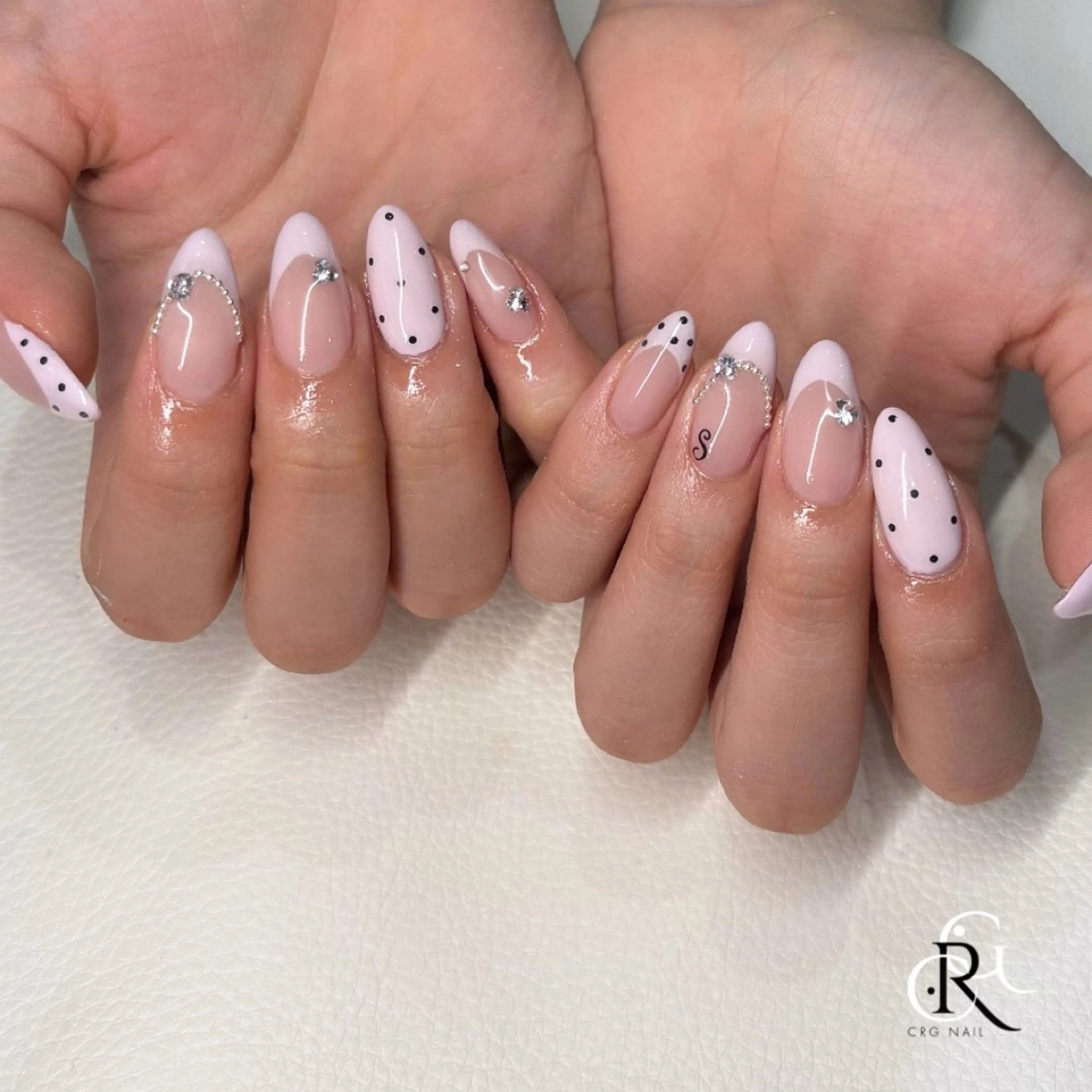 ネイル ドット フレンチネイル パステルネイル ピンク ハンドネイル スカルプ/美フォルム CRG TOKOのネイルデザイン