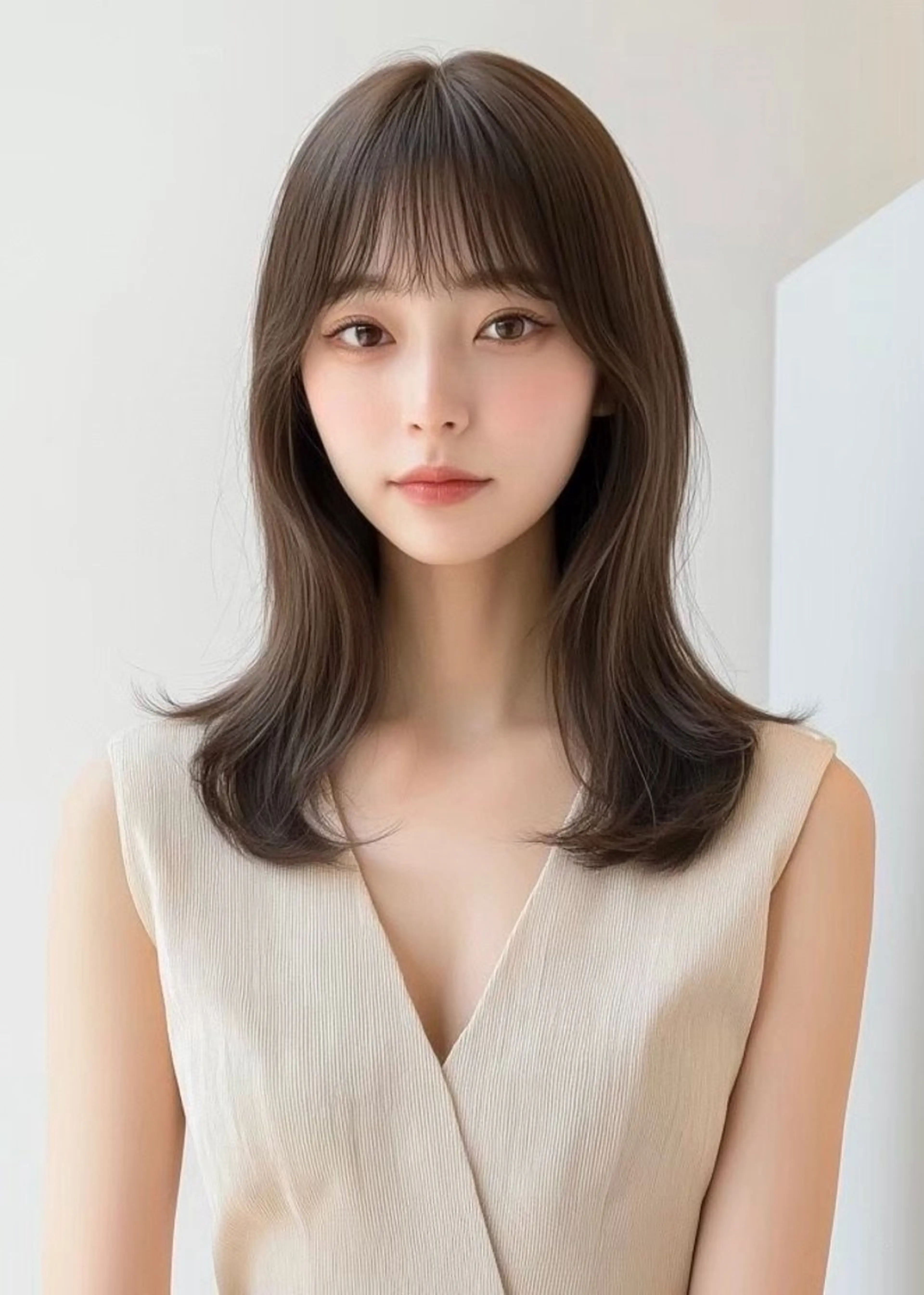 ミディアム カット ヘアカラー トリートメント 韓国風/髪質改善/ ナガヤアキラのヘアスタイル