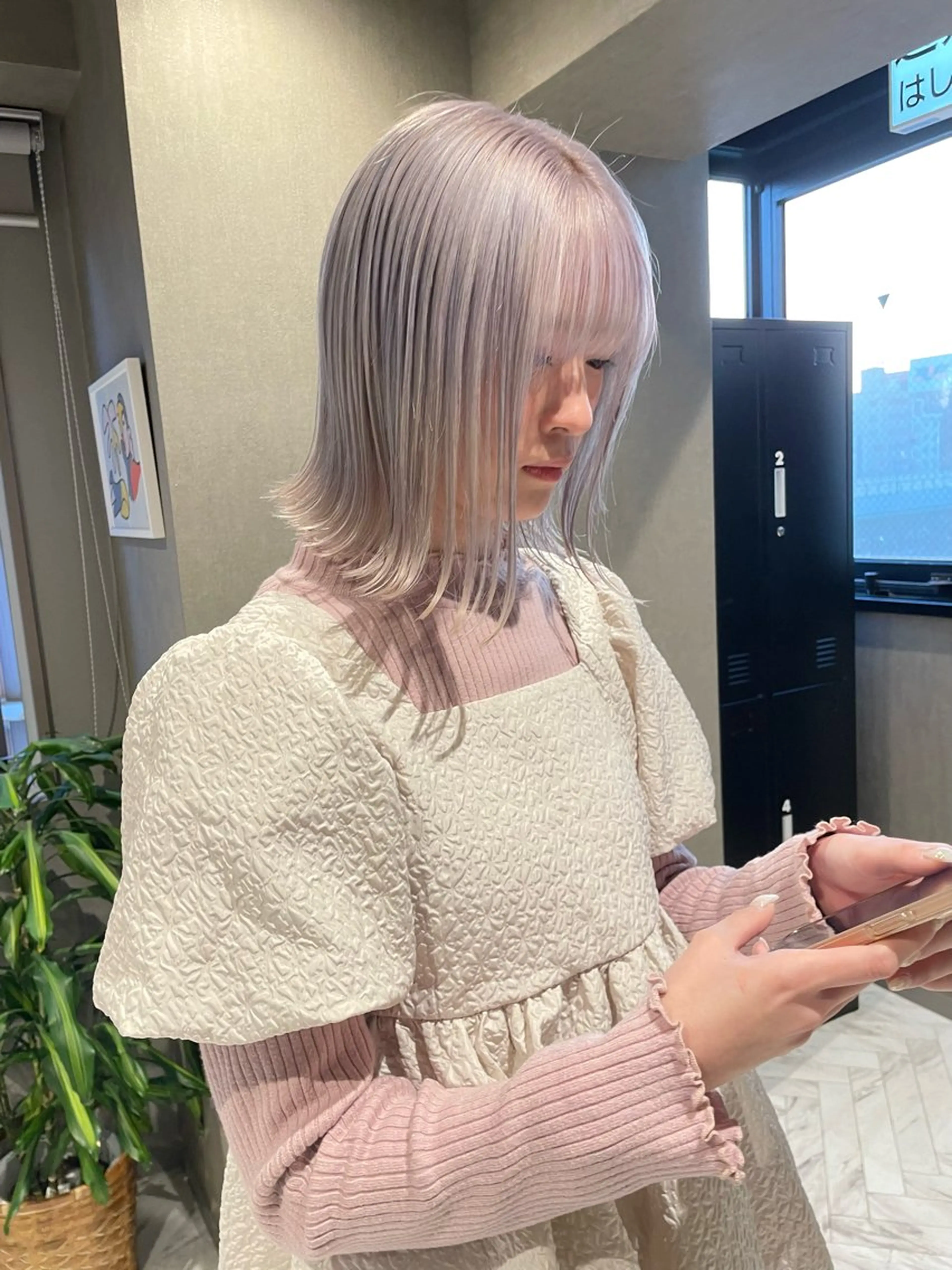 ミディアム カラー ヘアカラー トリートメント さと ちはるのヘアスタイル