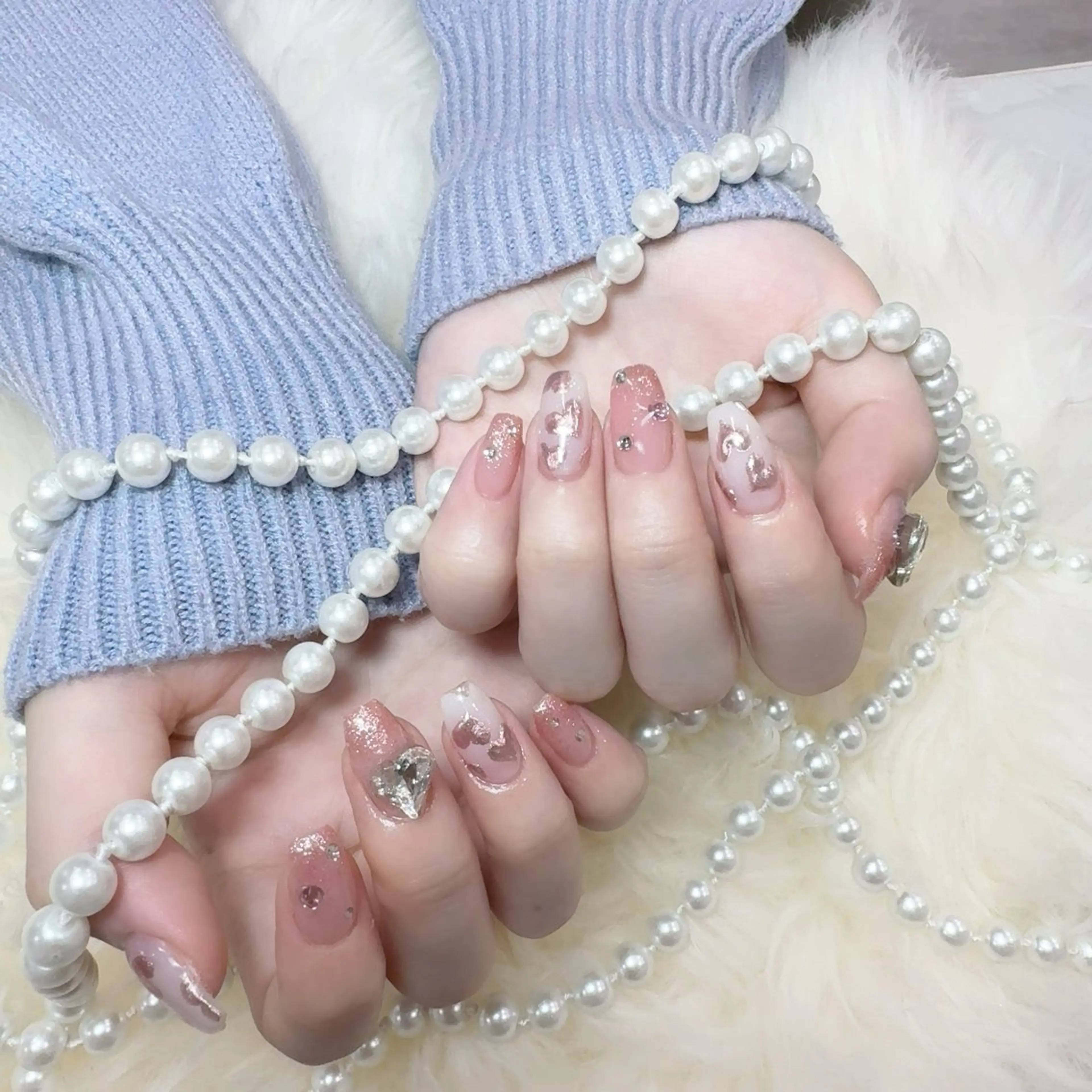 ネイル アートネイル フラッシュネイル フレンチネイル ジェルネイル ガラスフレンチ You&Me Yukiのネイルデザイン