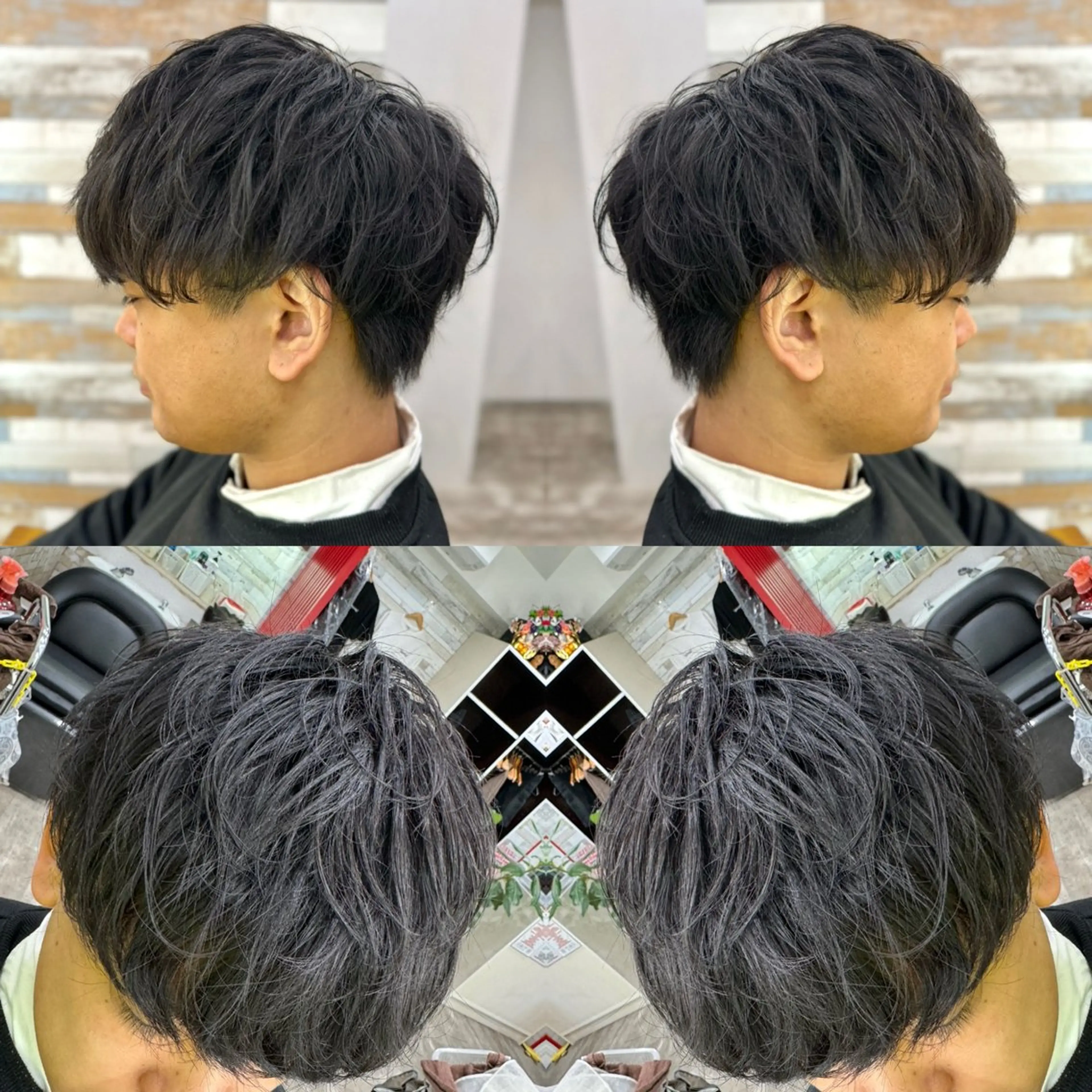 ショート パーマ メンズ カット パーマ 🌈推し色派手髪 ハイトーンShinのヘアスタイル