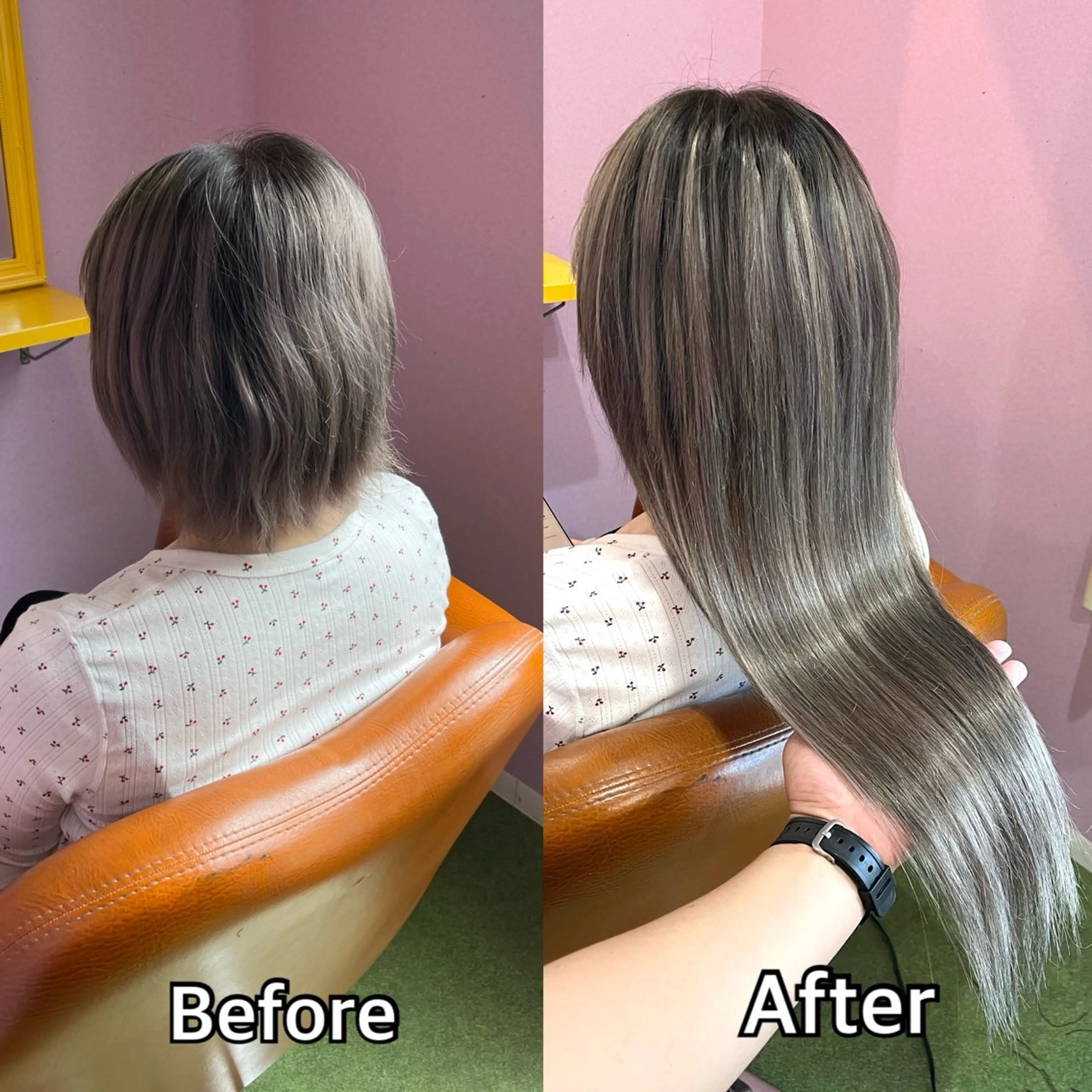 ロング 編み込みエクステ ボブ エクステ ロング エクステ シール＋ちび編み込み エクステ梅田🐨のヘアスタイル