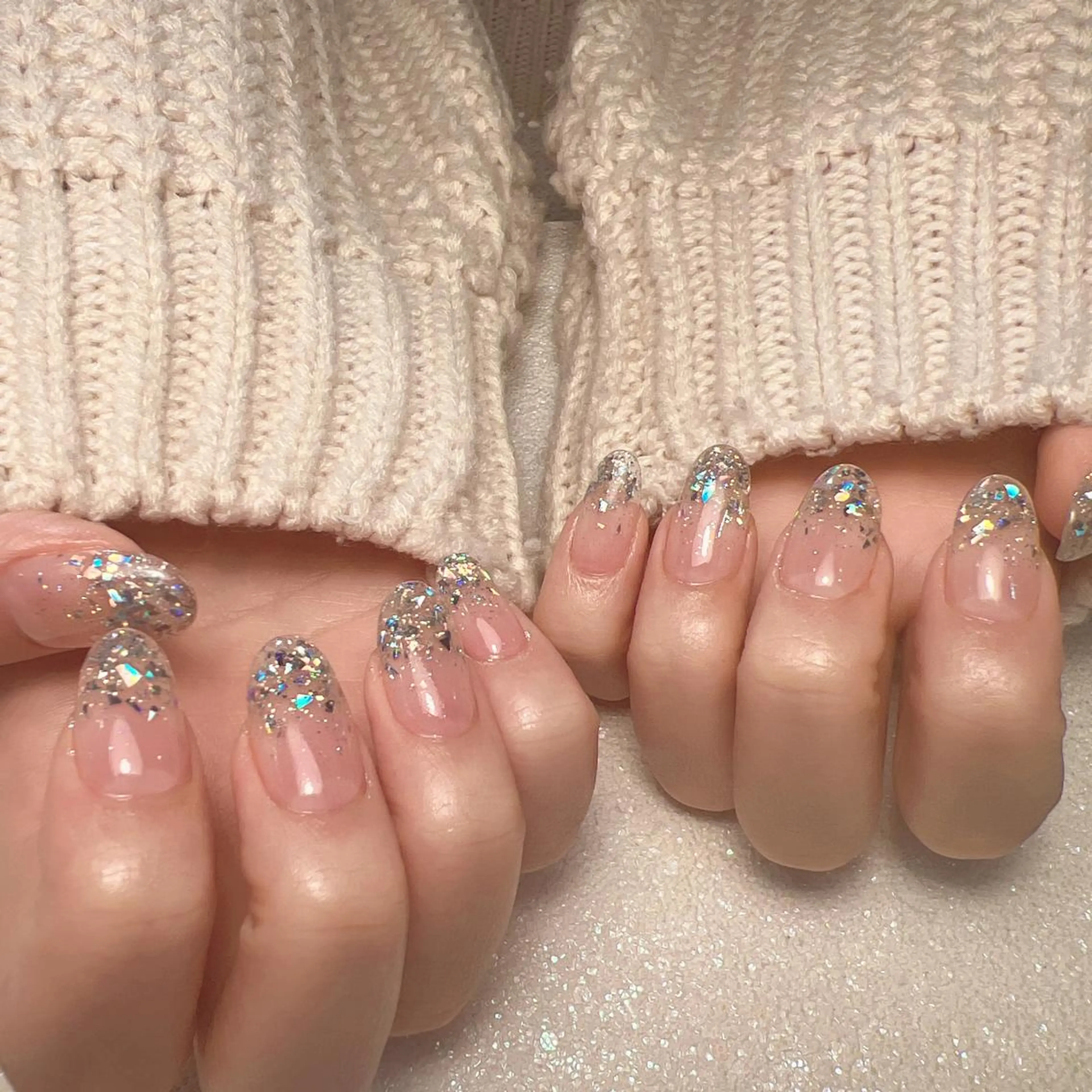 ネイル フラッシュネイル フレンチネイル ガラスフレンチ グラデーション 氷ネイル・うるうるネイル You&Me Yukiのネイルデザイン