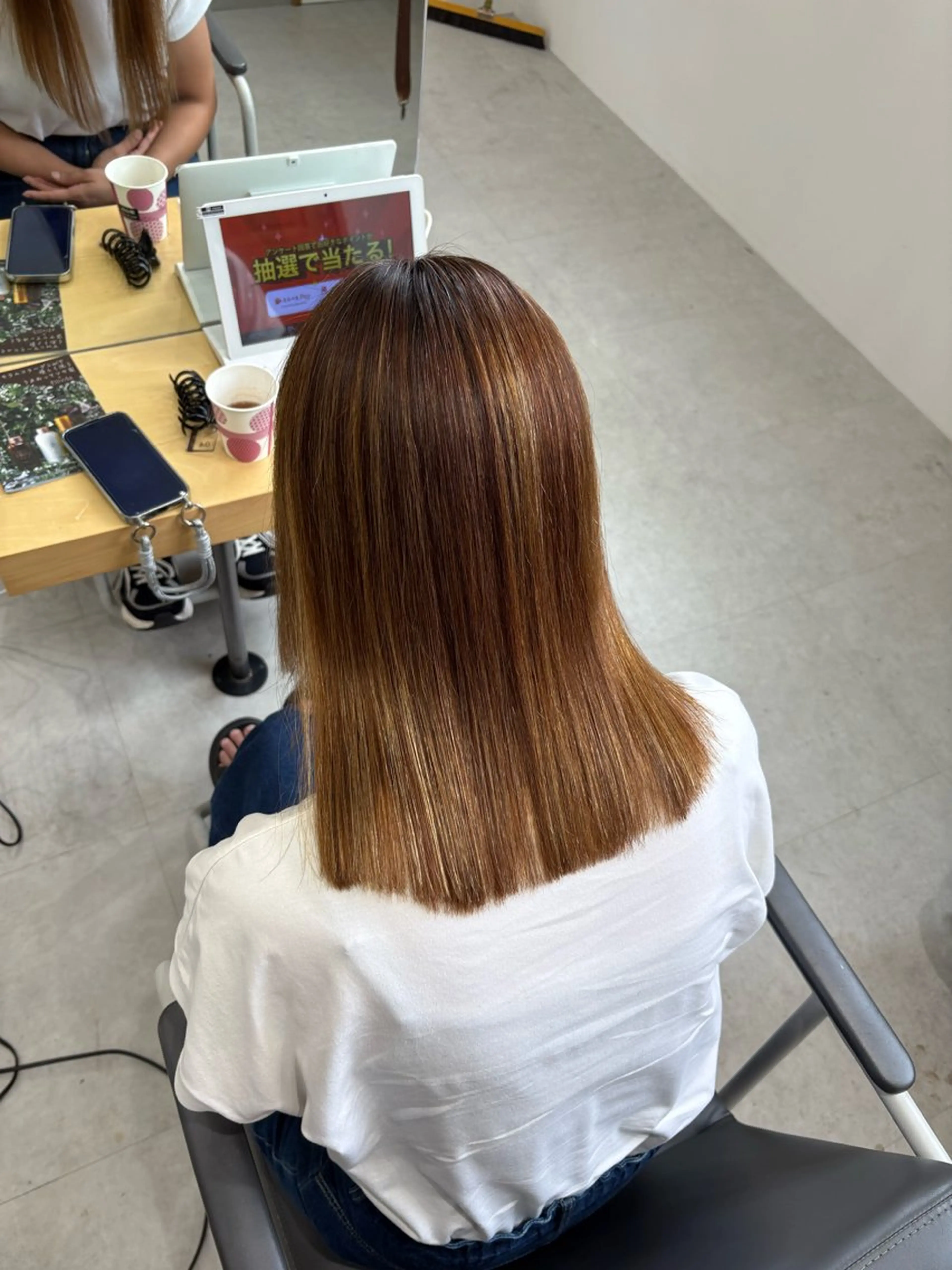ミディアム 髪質改善 トリートメント 酸性ストレート カット 縮毛矯正 トリートメント ダブルカラー/ 髪質改善💎安藤のヘアスタイル