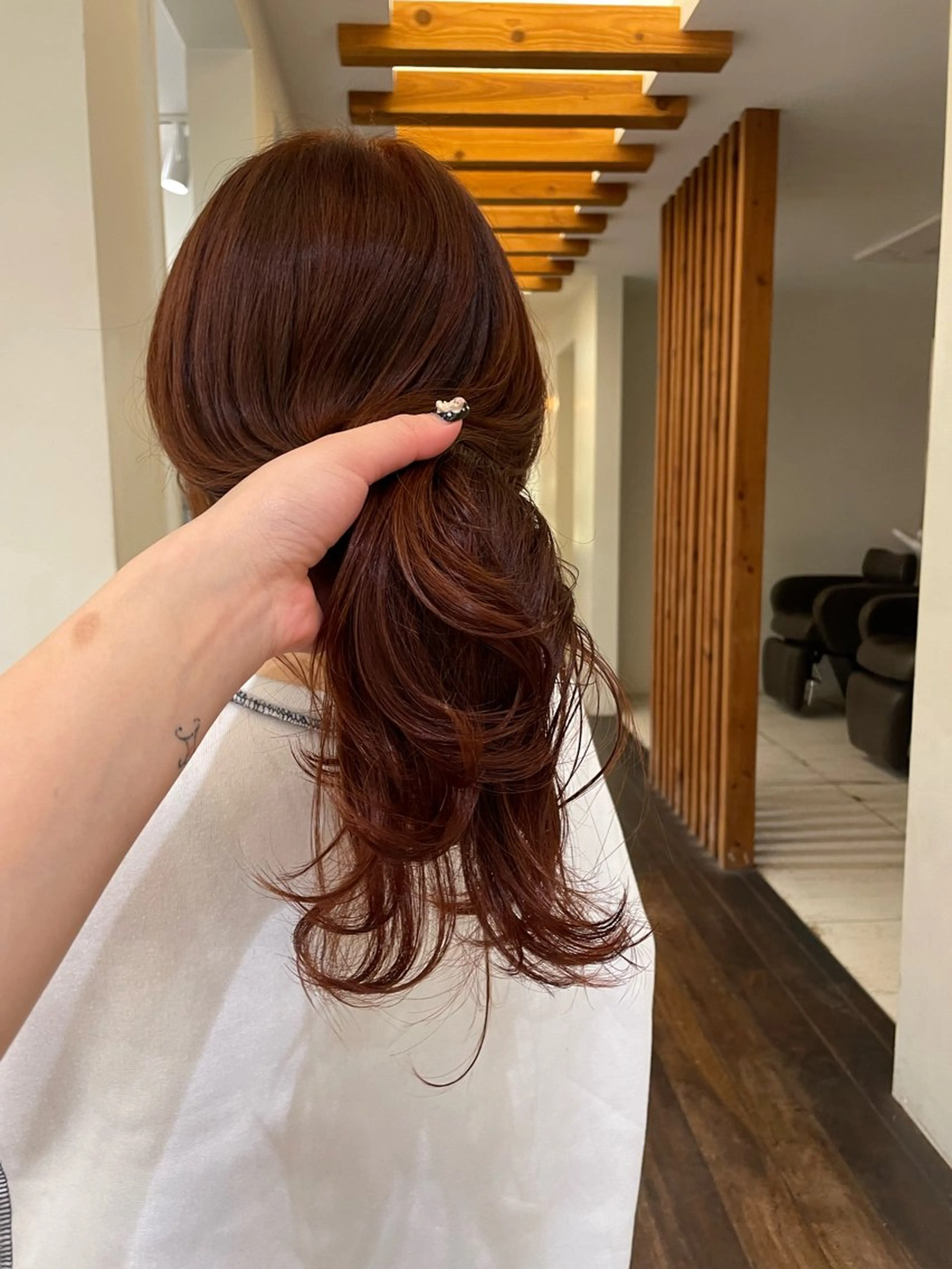 ミディアム カラー ブリーチ ブラウンカラー ブリーチなしカラー オレンジ オレンジブラウン ヘアカラー トリートメント リカ/ハイトーン ・オリーブ🍀のヘアスタイル