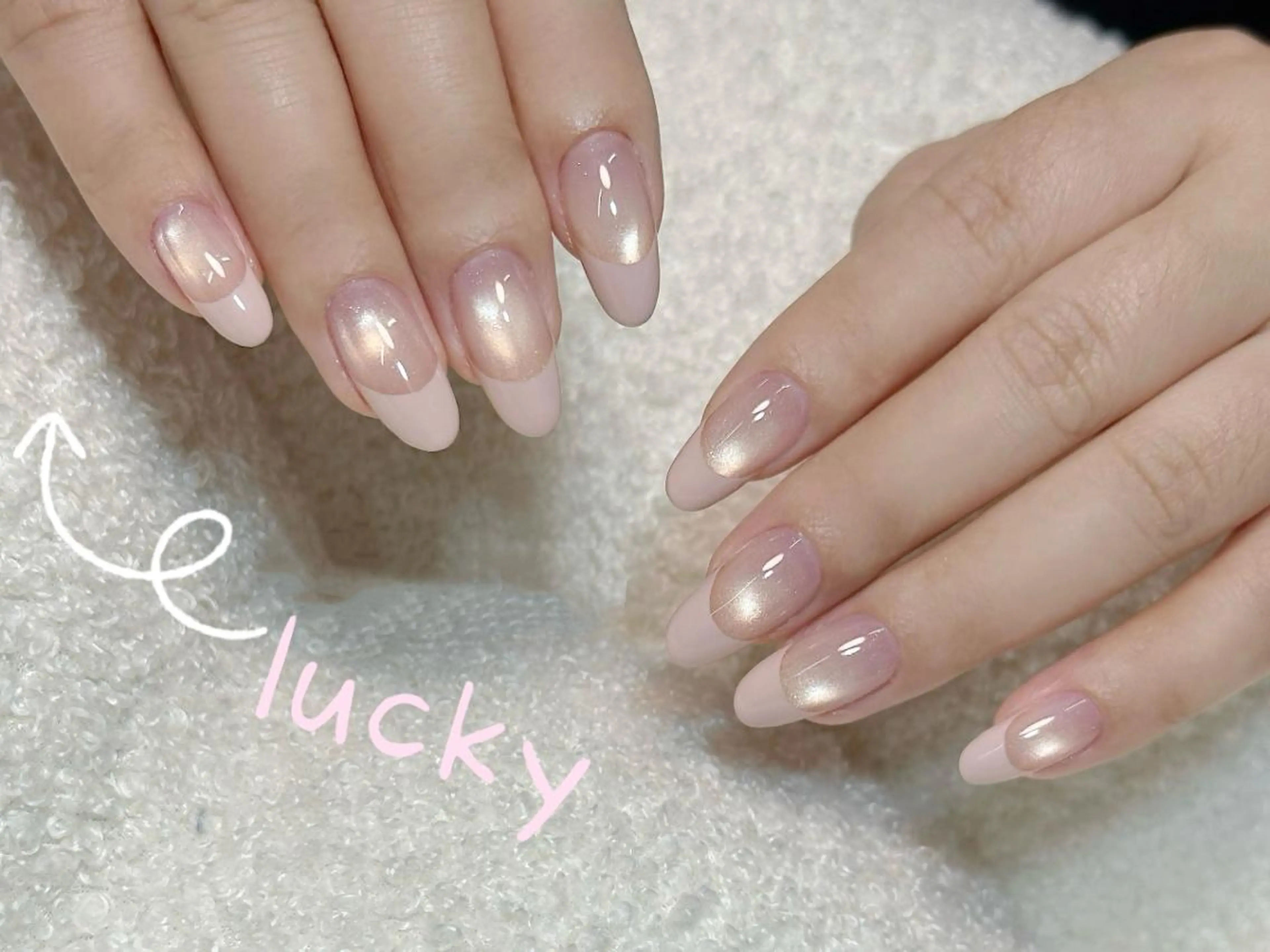 ネイル アートネイル フレンチネイル ガーリー キラキラネイル 韓国ネイル Lucky nailのネイルデザイン
