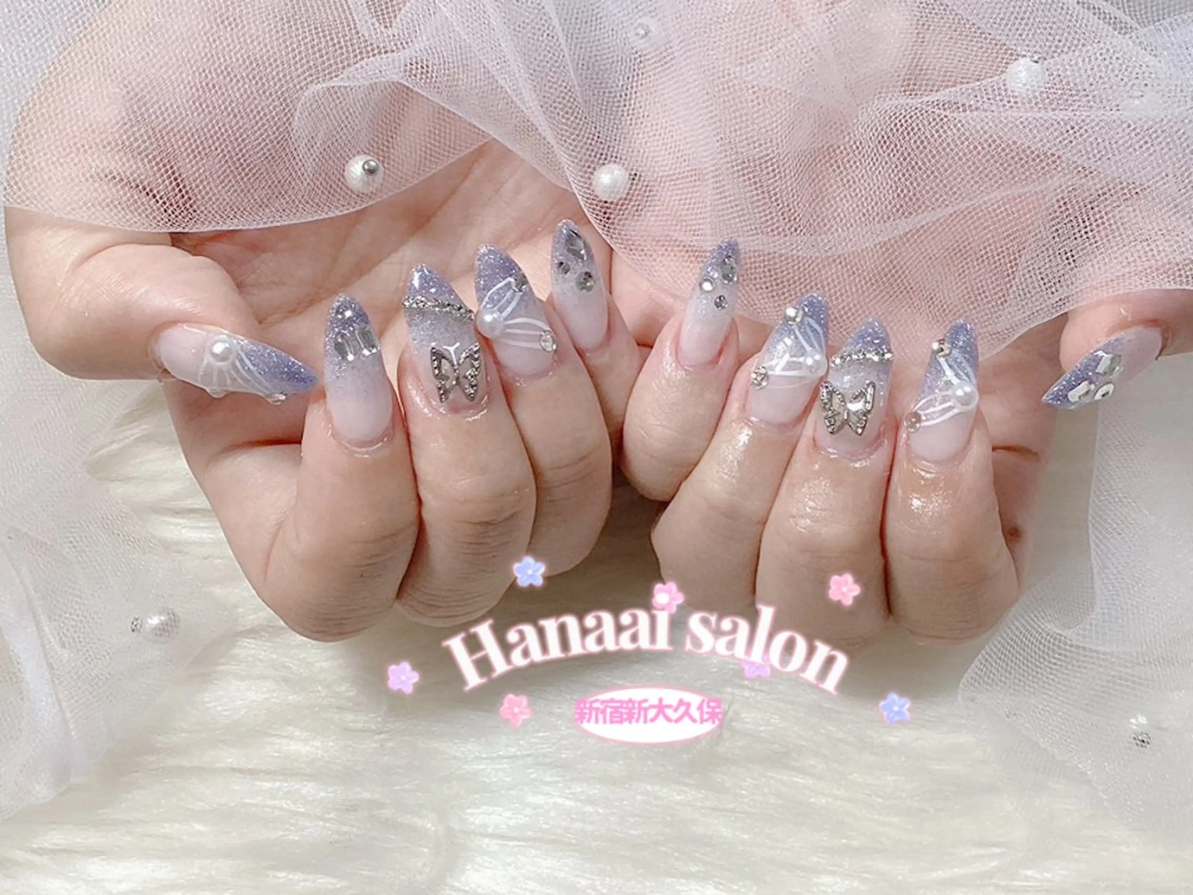 セミロング ハンドネイル Hanaai Salon新大久保店のネイルデザイン