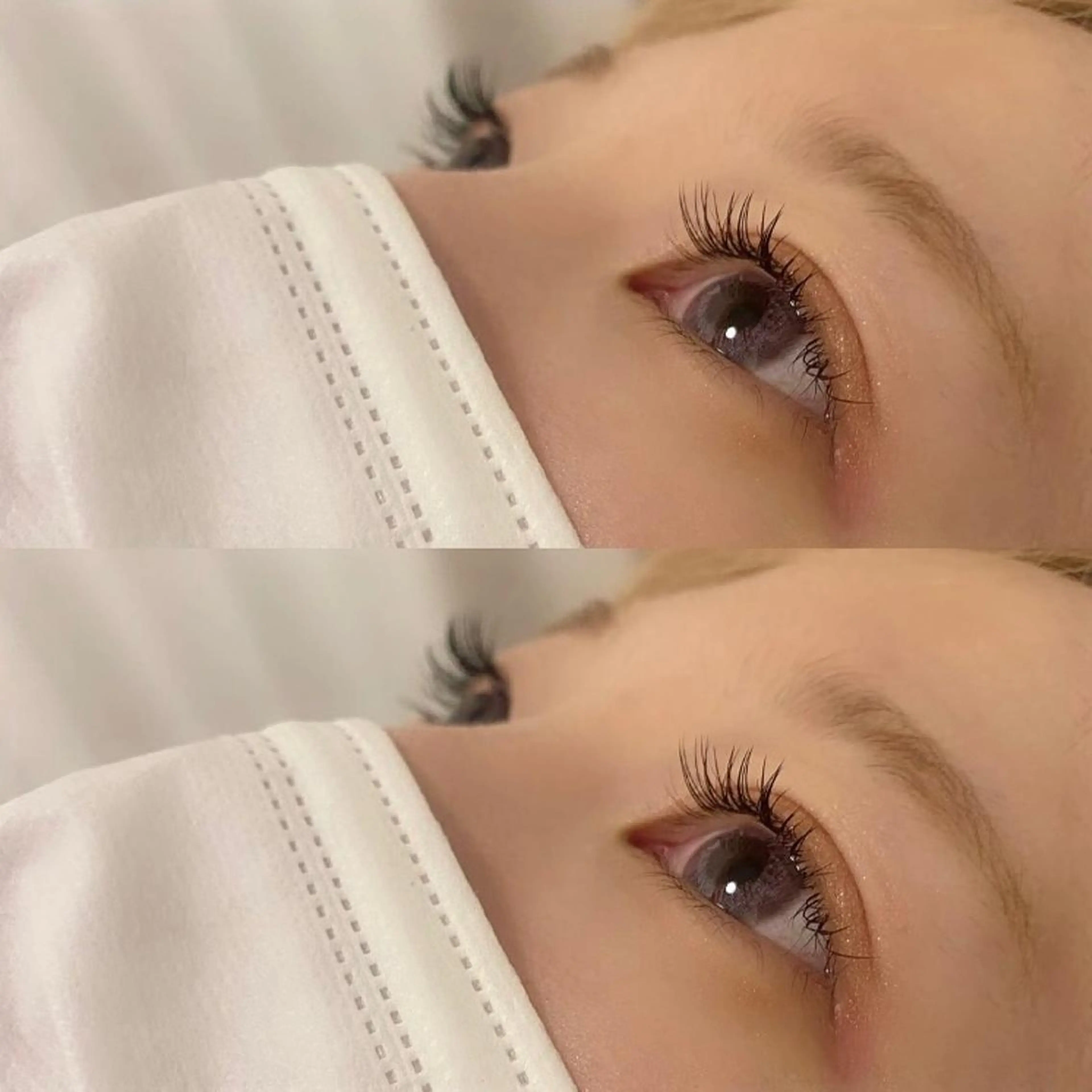 マツエク・マツパ 束感まつ毛 フラットラッシュ 韓国風マツエク パリジェンヌラッシュリフト ボリュームラッシュ 肌に馴染むハイトーン /ミルクティーカラーのヘアスタイル