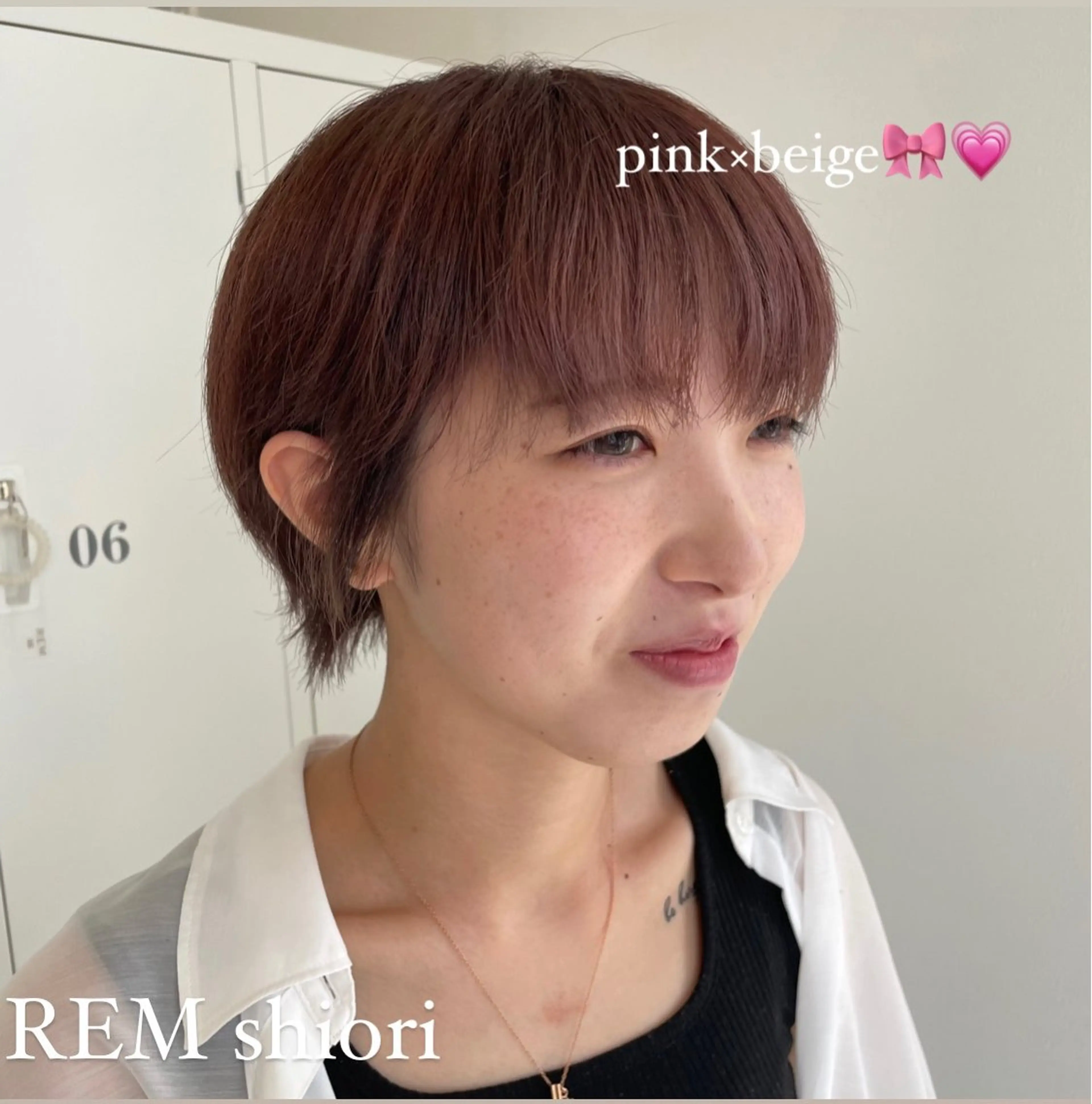 カラー ベージュカラー ブリーチ ハイトーンカラー ピンクカラー ピンクベージュ REM天童店 伊藤汐里のヘアスタイル