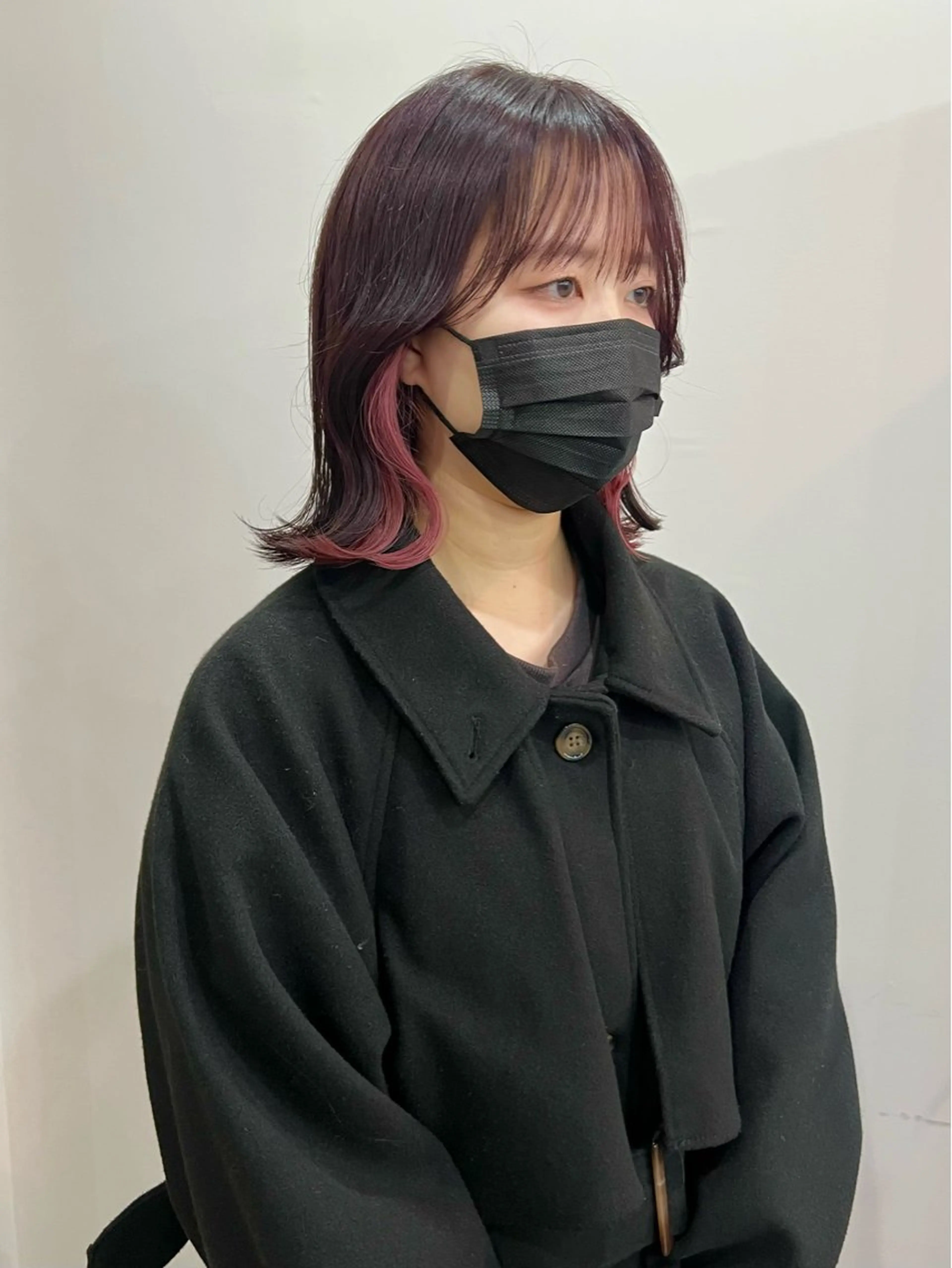 ミディアム カラー ラベンダーカラー ラベンダーピンク ピンクカラー 切りっぱなしボブ/ ブリーチカラー/大塚のヘアスタイル