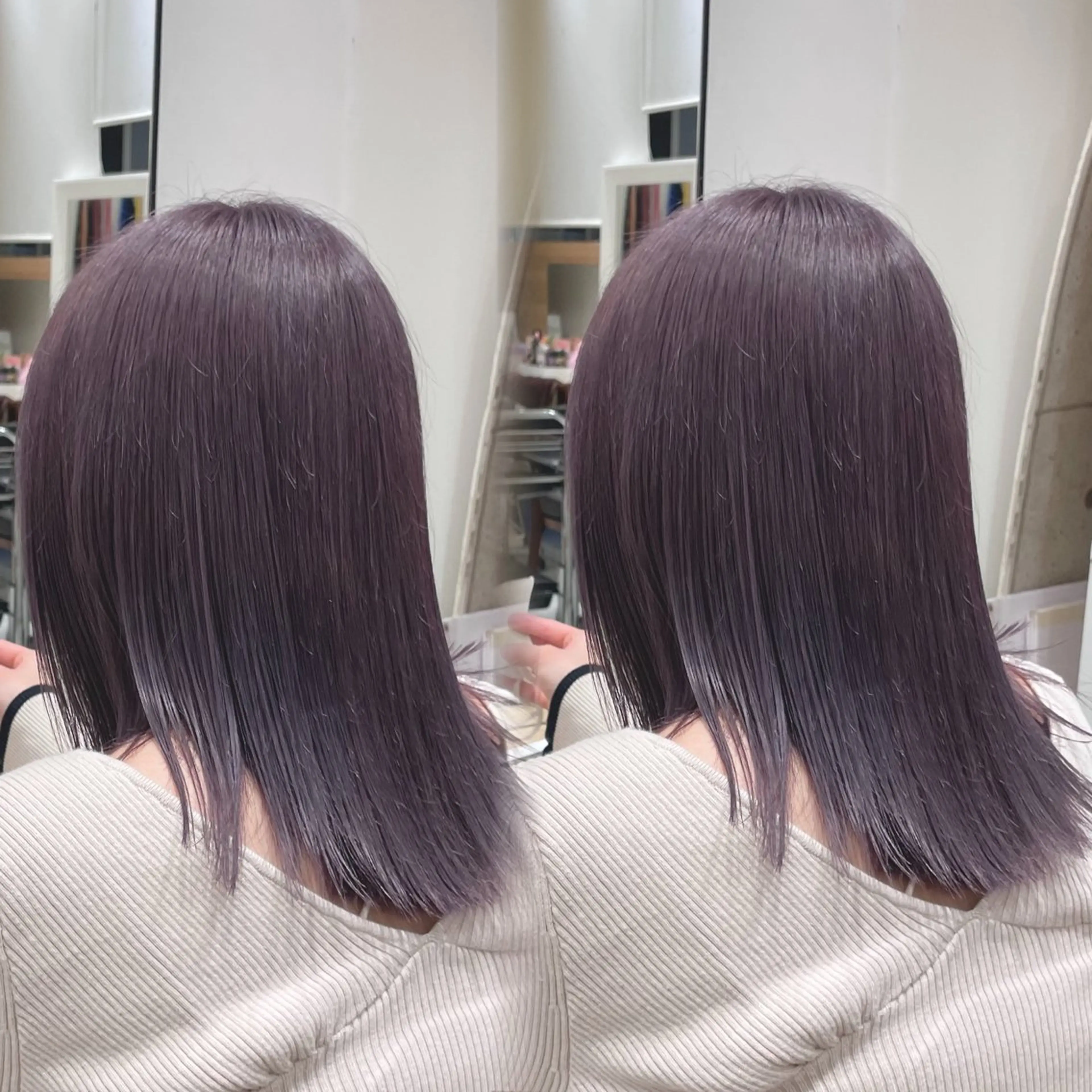 セミロング カラー ヘアカラー 韓国風ハッシュカット 似合わせレイヤー池袋のヘアスタイル