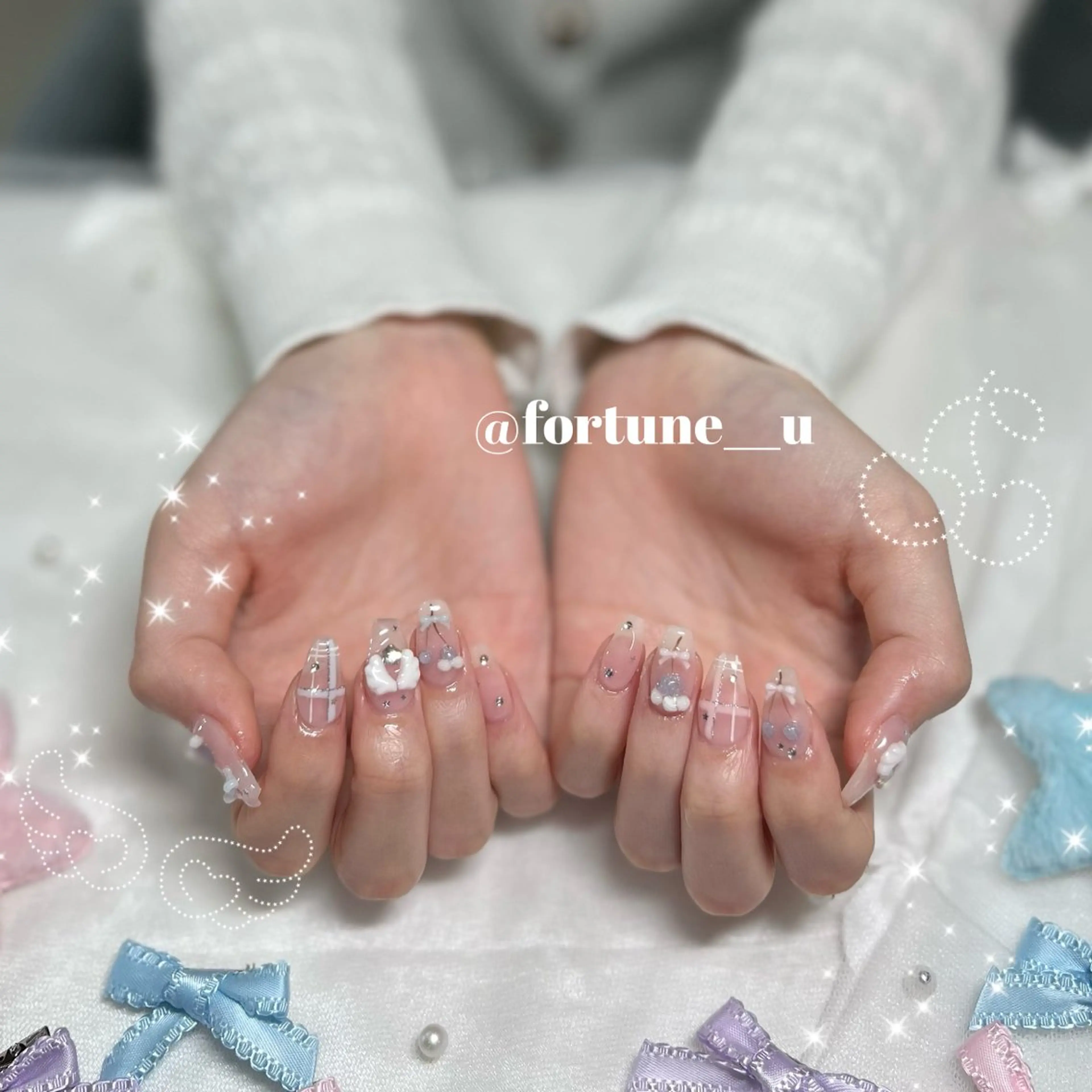 ネイル ガーリー 韓国ネイル ワンホンネイル ハンドネイル 💜5/1空✩.* Yuuna💜のネイルデザイン