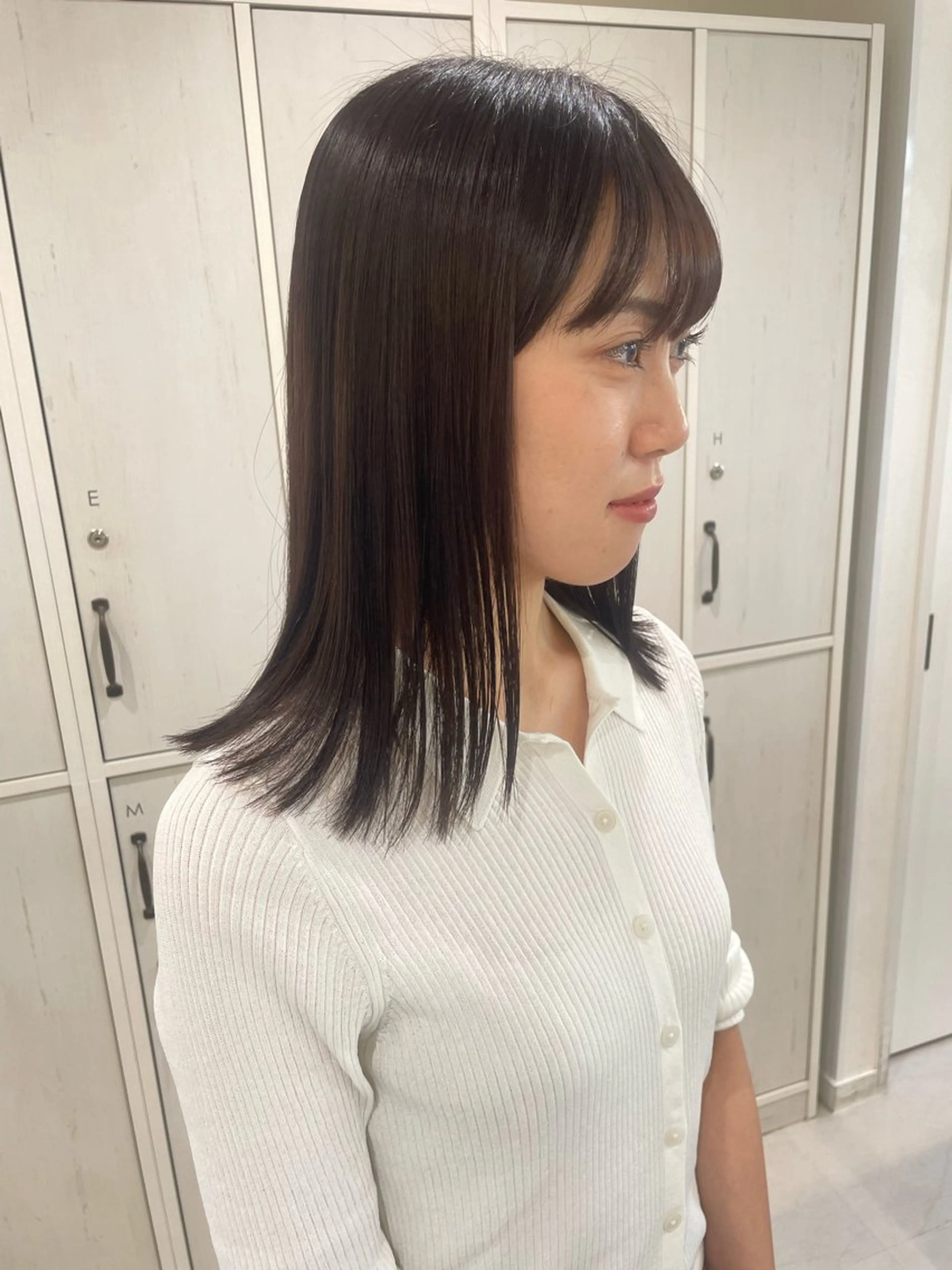 ミディアム カラー 縮毛矯正 momo/エクステ /透明感カラーのヘアスタイル