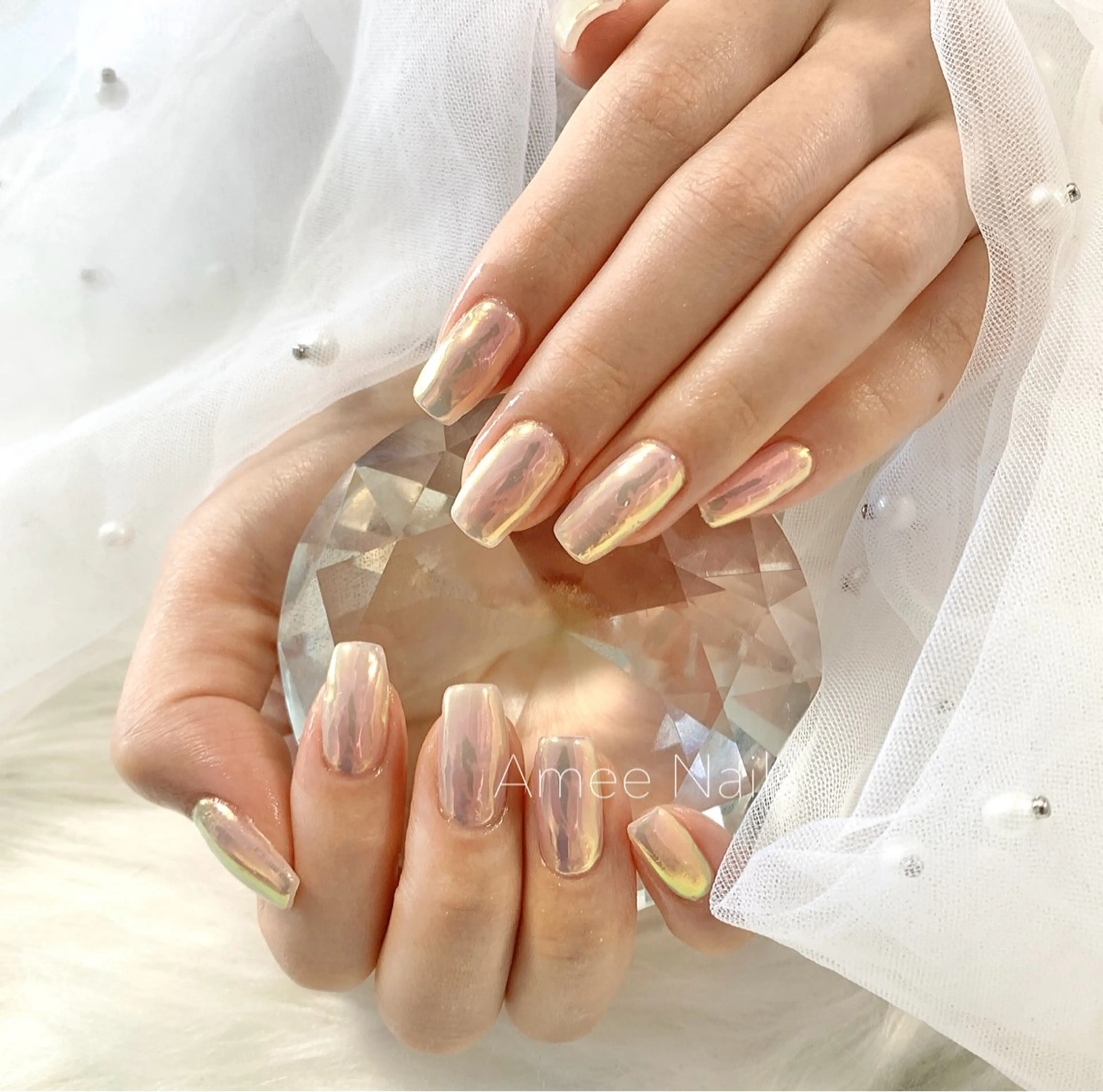 ネイル オーロラネイル クリアネイル フラッシュネイル ジェルネイル グラデーション Amee Nail Salonのネイルデザイン