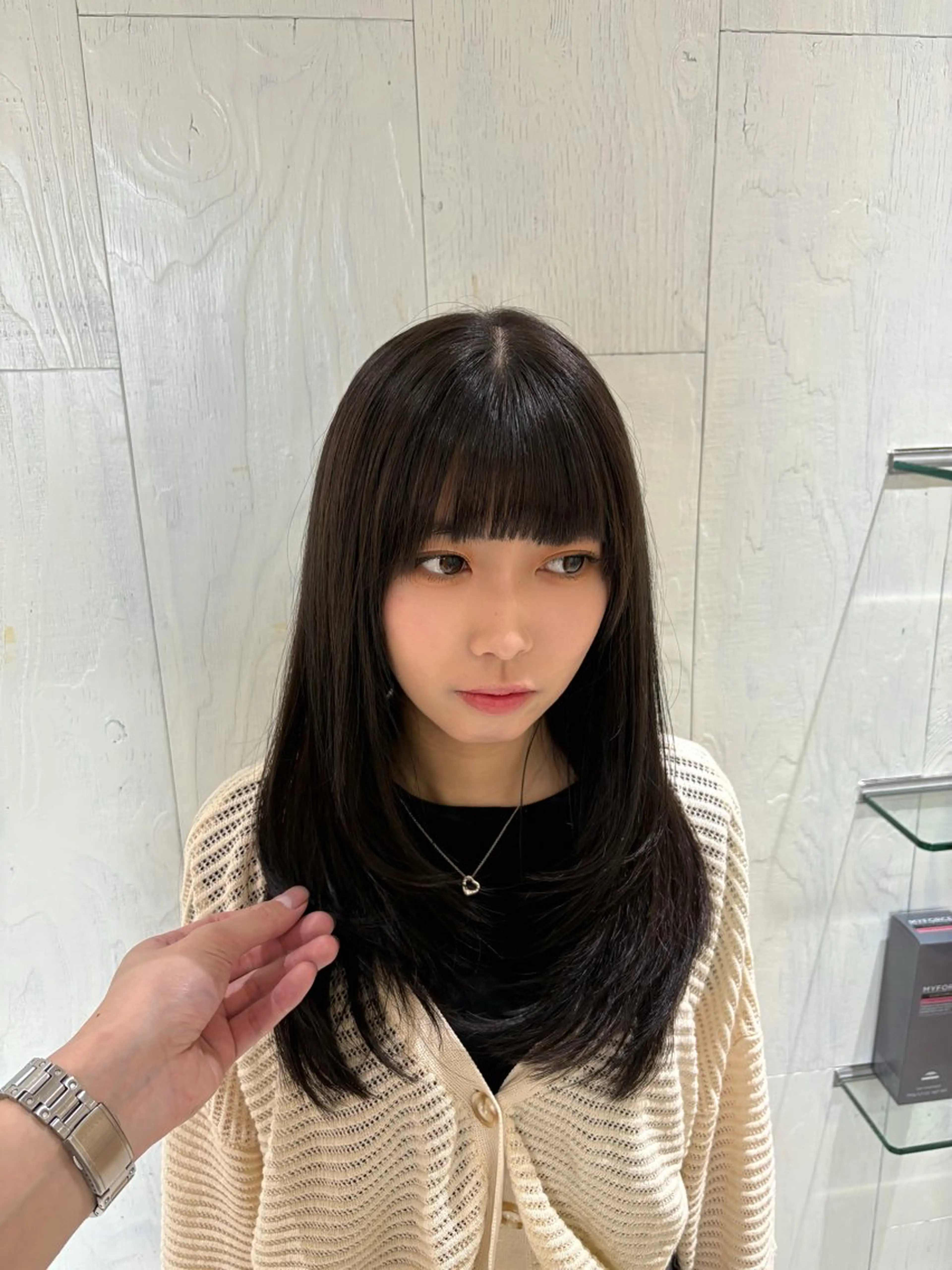 ロング カラー 透明感カラー グレージュ レイヤーカット カット ヘアカラー トリートメント ブリーチなしWカラー レイヤー/Rickyのヘアスタイル